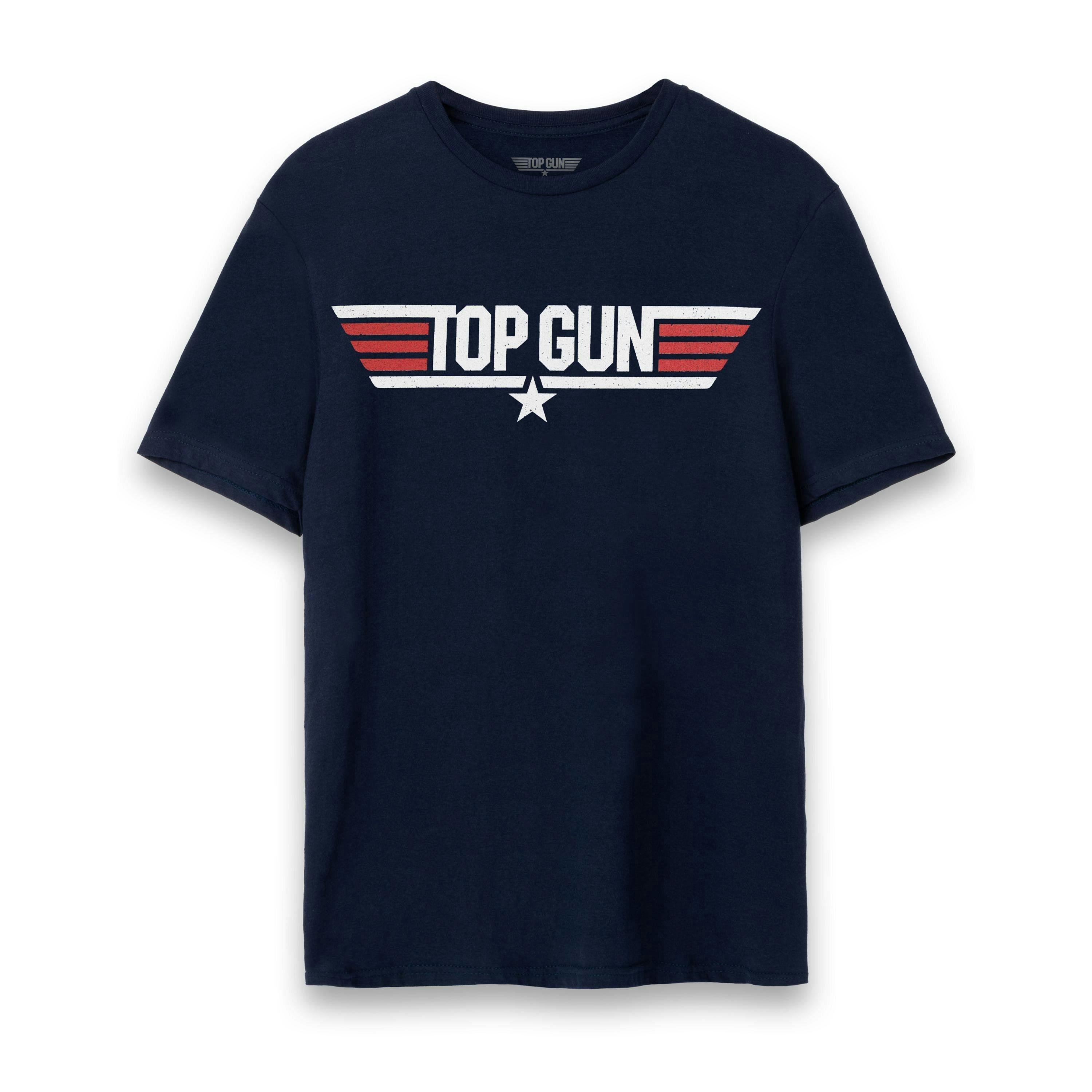 Top Gun: Maverick Mens Blue Maverick Movie Logo Short Sleeved T-Shirt by Vanilla Underground , view 1 of 6