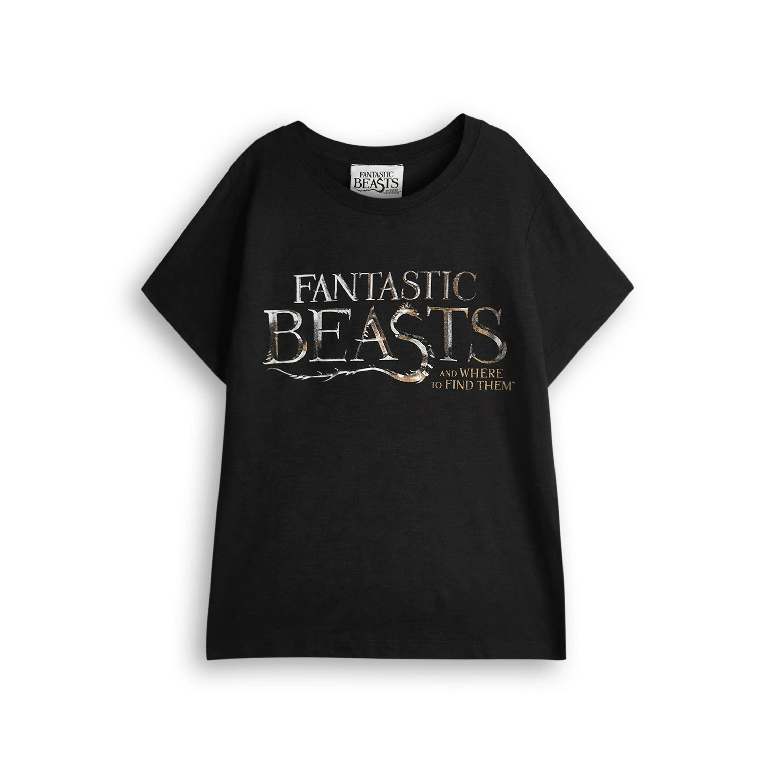 Fantastic Beasts And Where To Find Them Girls Black Short Sleeved T-Shirt by Vanilla Underground , view 1 of 6