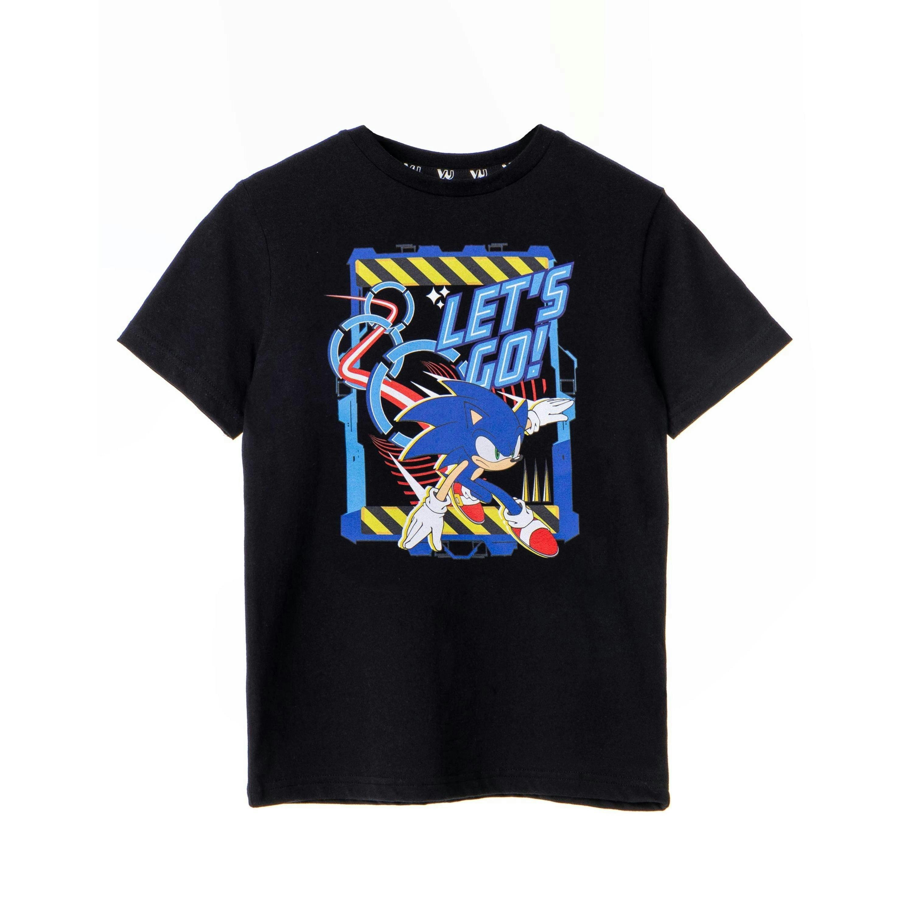 Sonic the Hedgehog Boys Black Let'S Go Short Sleeved T-Shirt by Vanilla Underground , view 1 of 6
