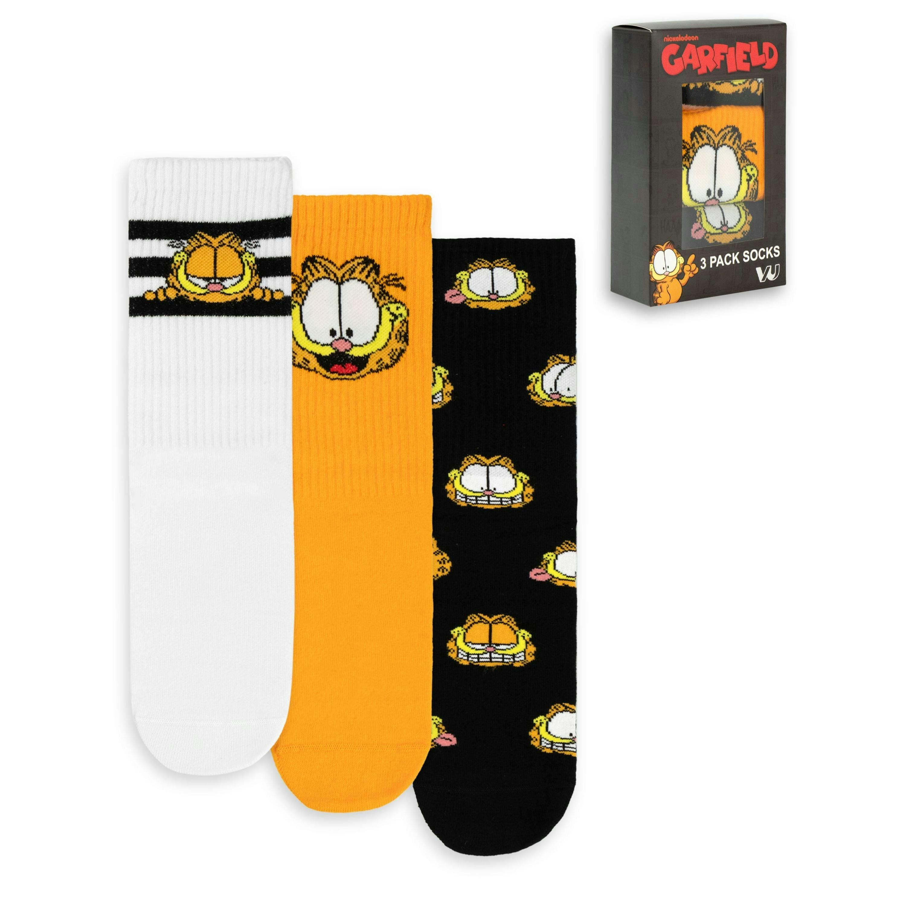 Garfield Unisex Orange Character Calf Socks Set of 3 by Vanilla Underground , view 1 of 6