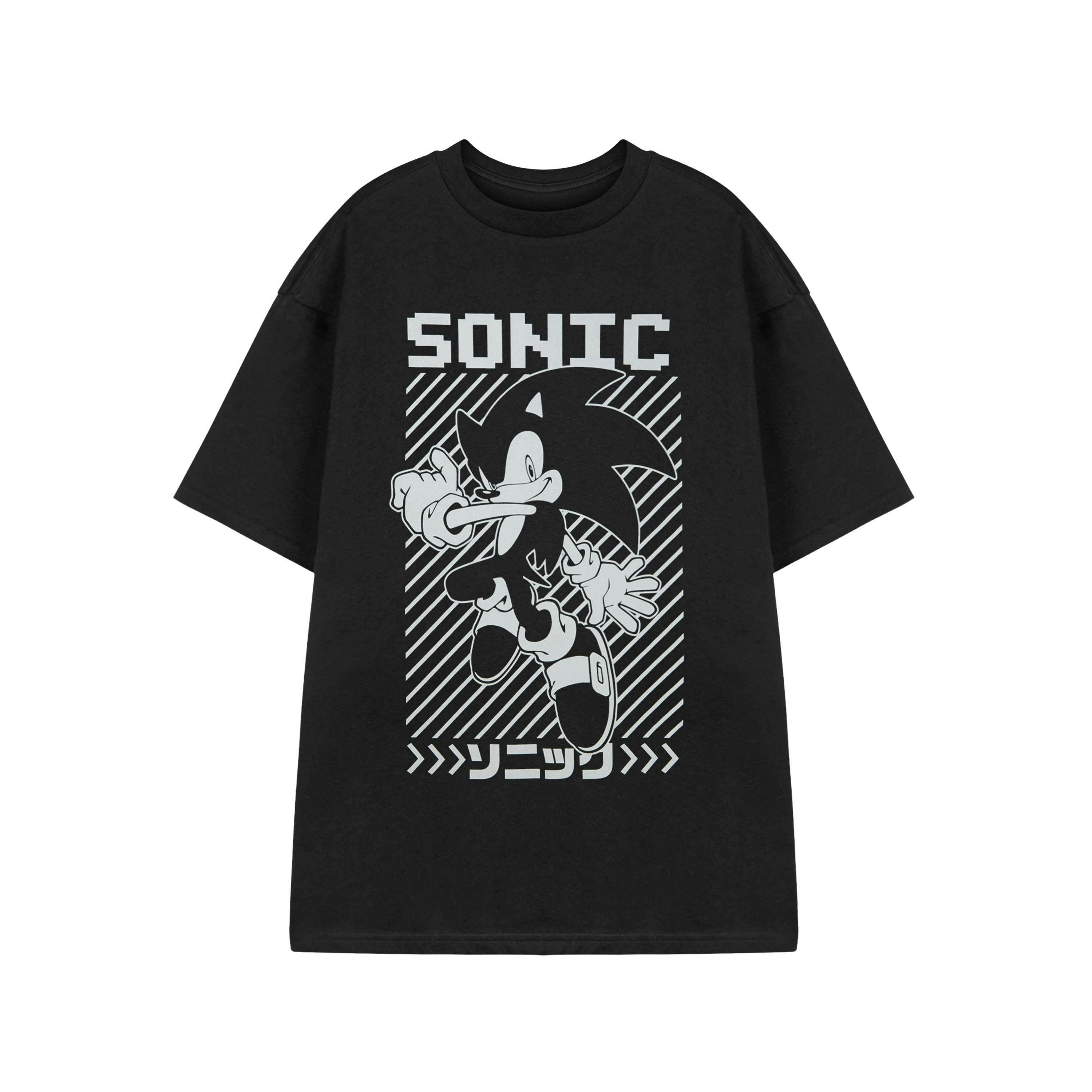 Sonic the Hedgehog Mens Black Sonic Short Sleeved T-Shirt by Vanilla Underground , view 1 of 5