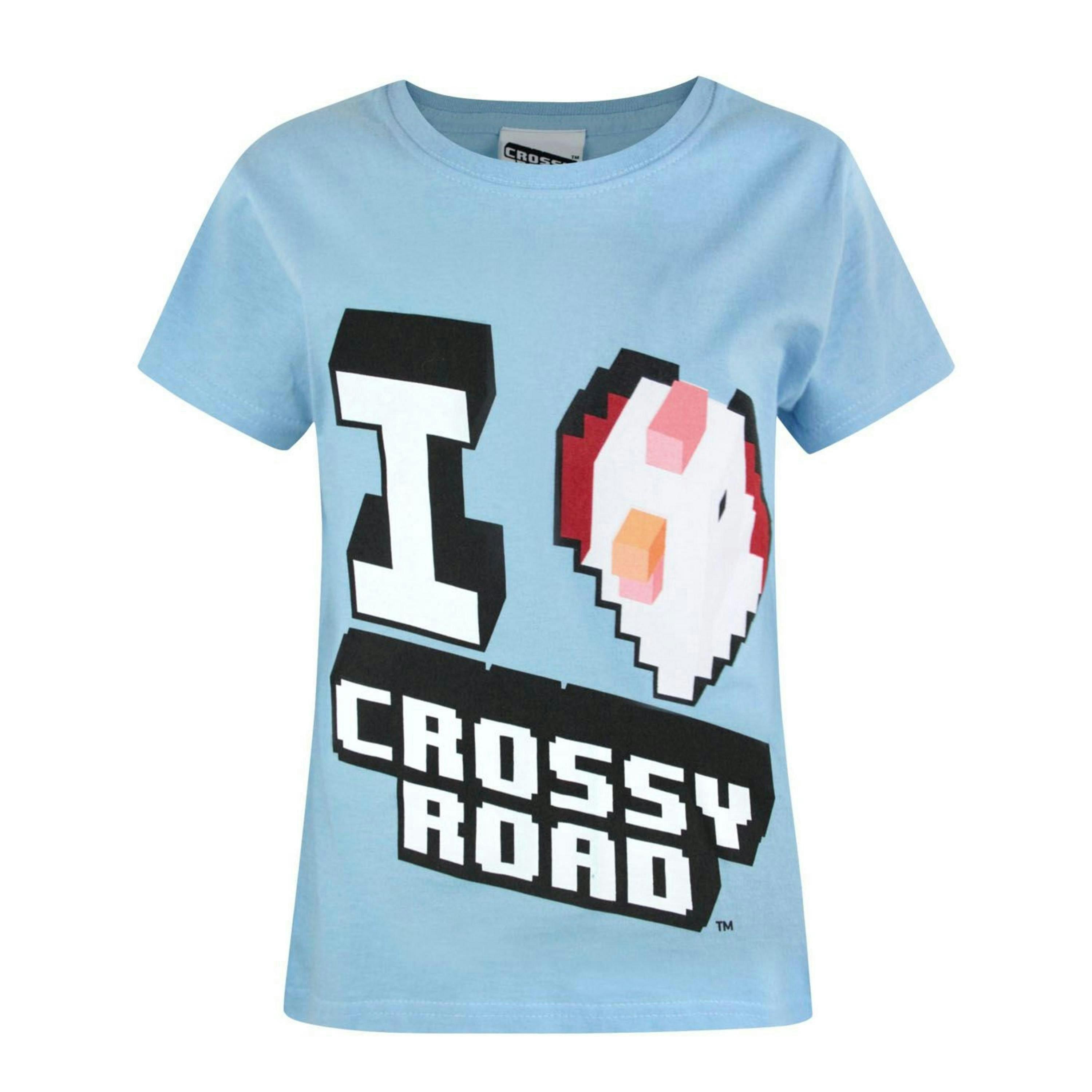 Crossy Road Girls Blue Chicken Mascot Short Sleeved T-Shirt by Vanilla Underground , view 1 of 1
