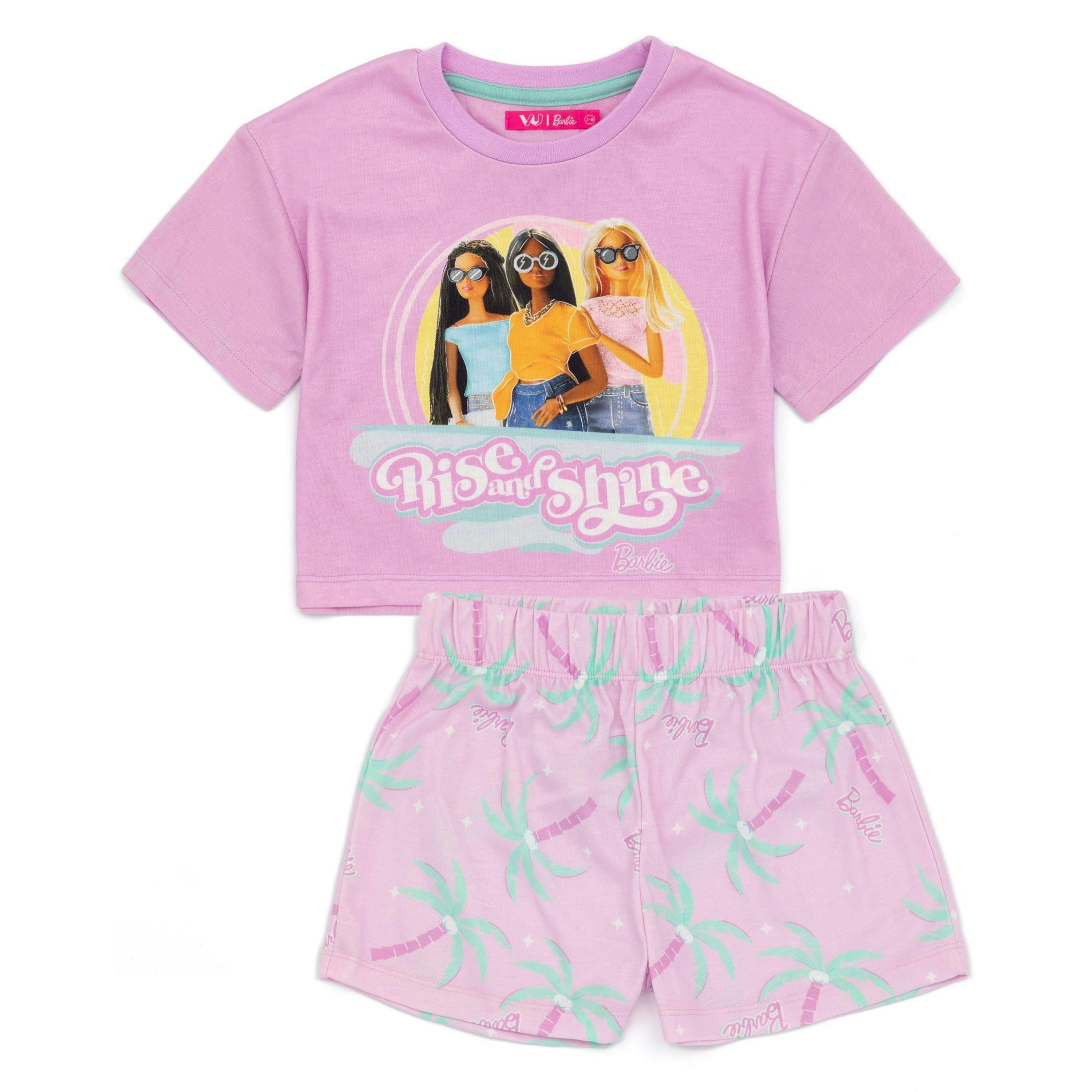 Barbie Girls Pink Short Sleeve Short Leg Pyjama Set by Vanilla Underground , view 1 of 6