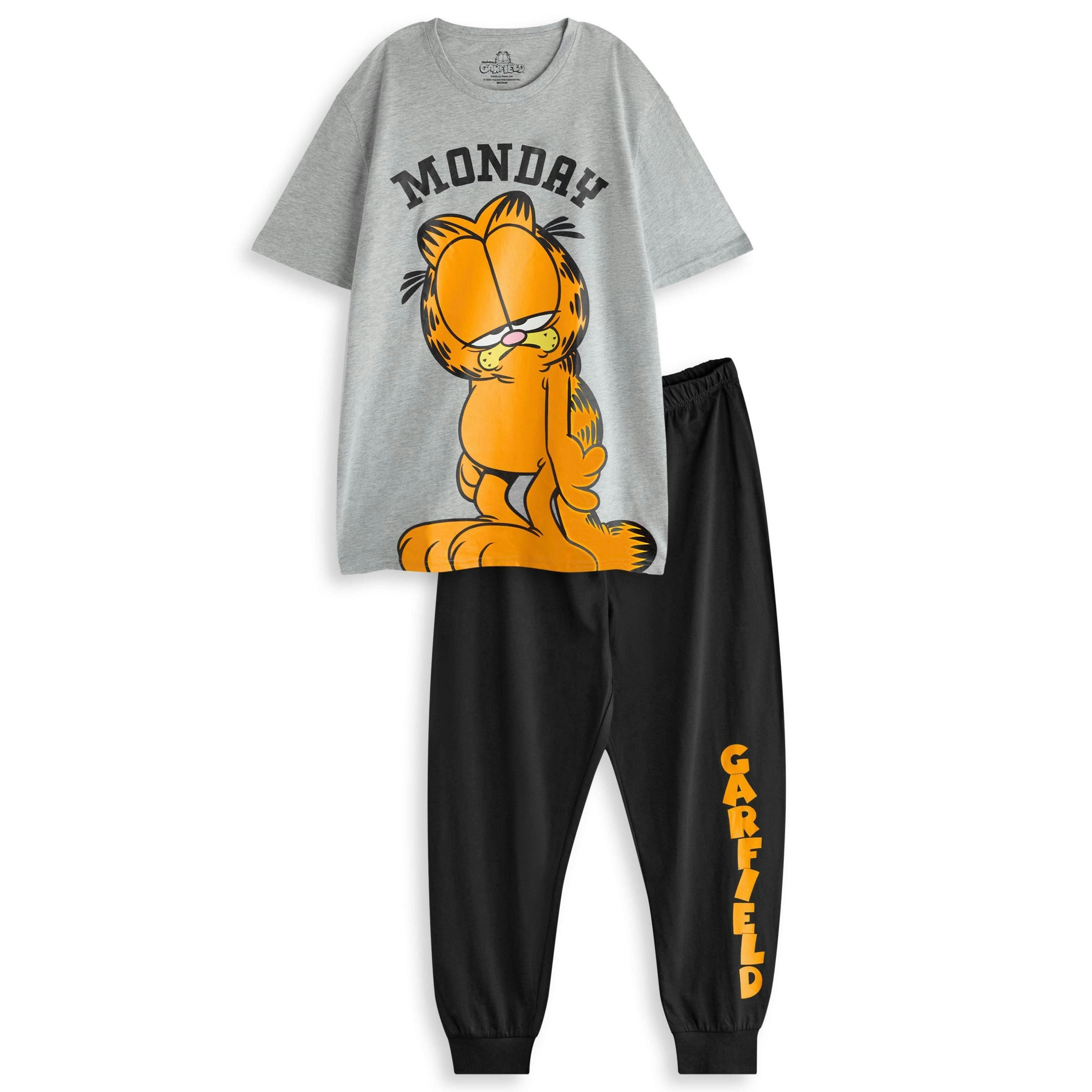 Garfield Mens Black Multi Character Short Sleeve Long Leg Pyjama Set by Vanilla Underground , view 1 of 6