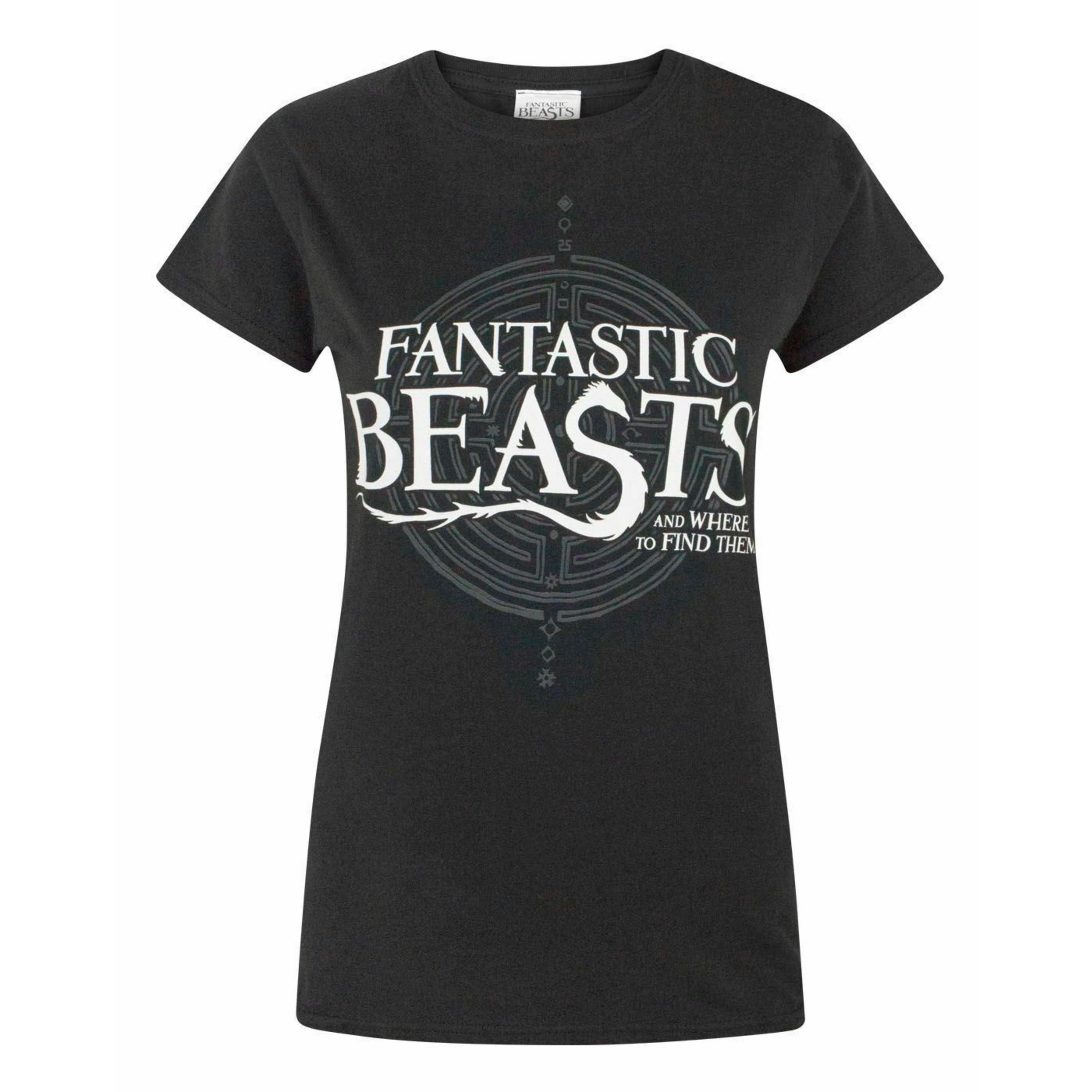 Fantastic Beasts And Where To Find Them Womens Black Logo Short Sleeved T-Shirt by Vanilla Underground , view 1 of 4