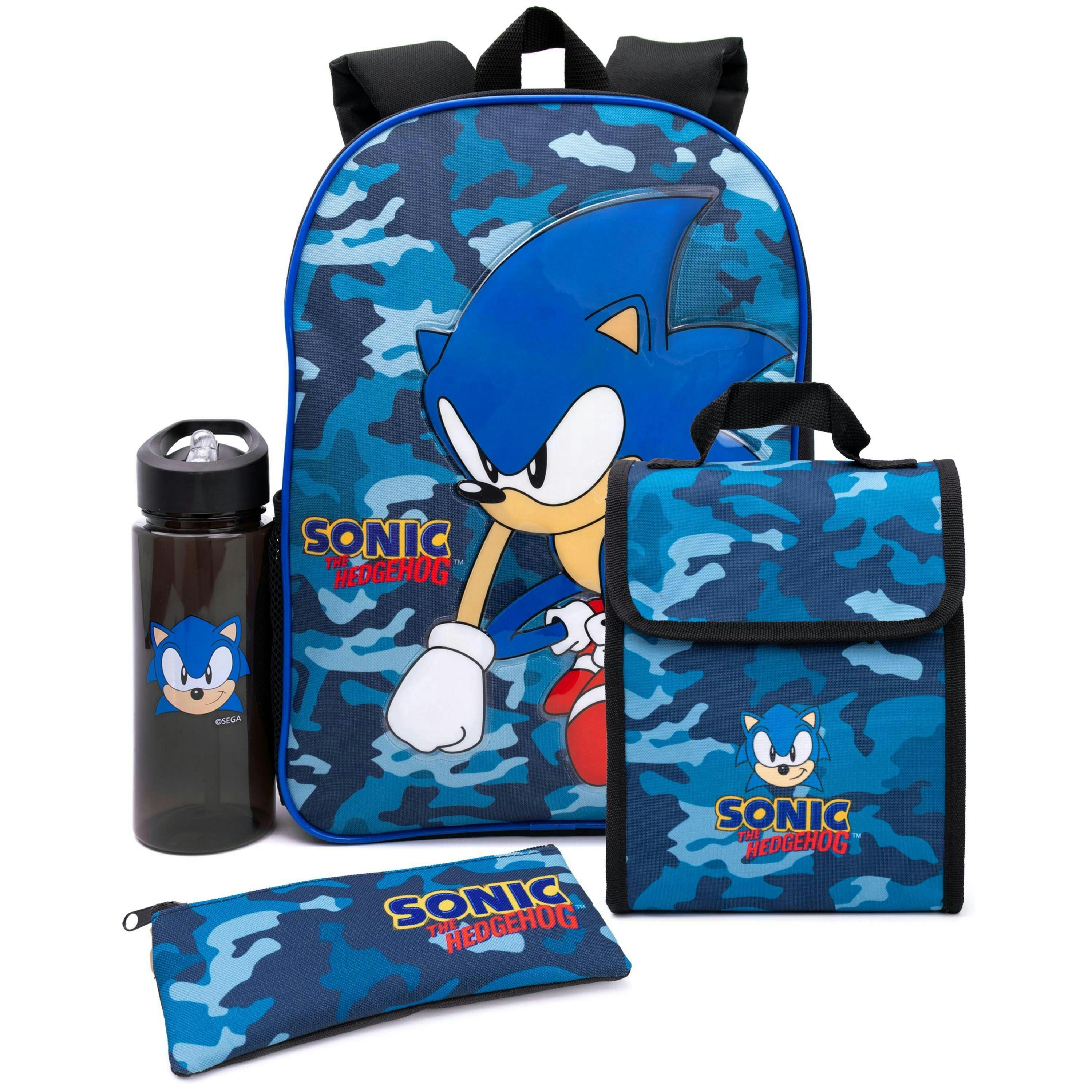 Sonic the Hedgehog Boys Green Sonic Placement Print & Camo Print 4 Piece Backpack Set by Vanilla Underground , view 1 of 6