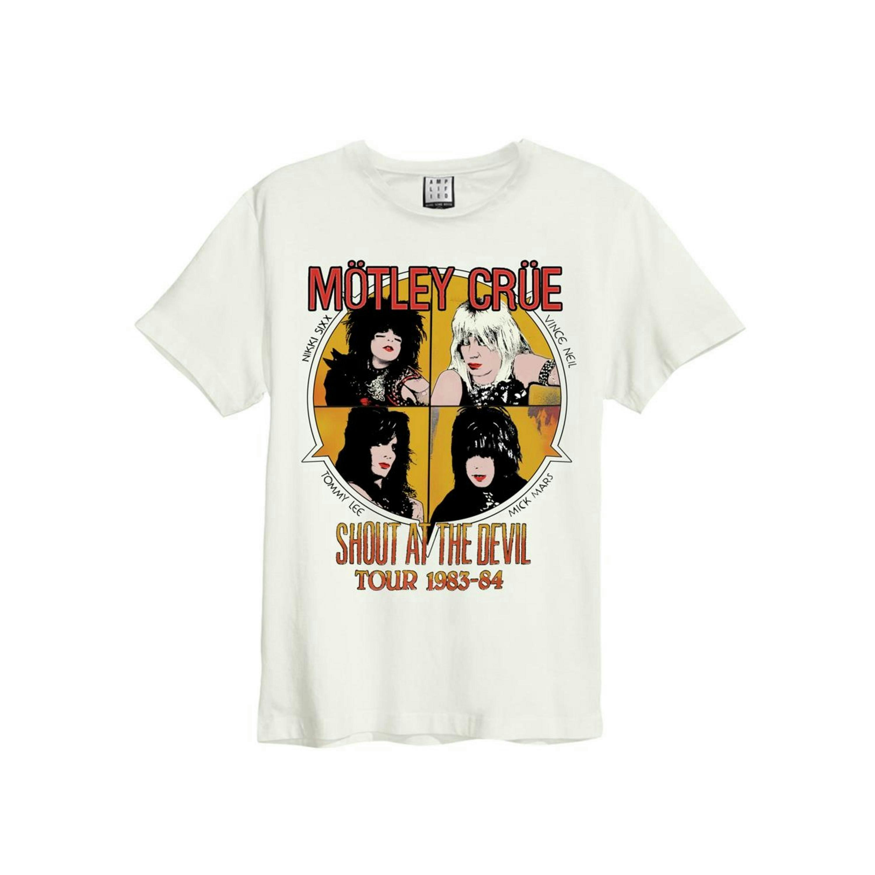 Amplified Clothing Mens White Motley Crue Short Sleeved T-Shirt by Vanilla Underground , view 1 of 1