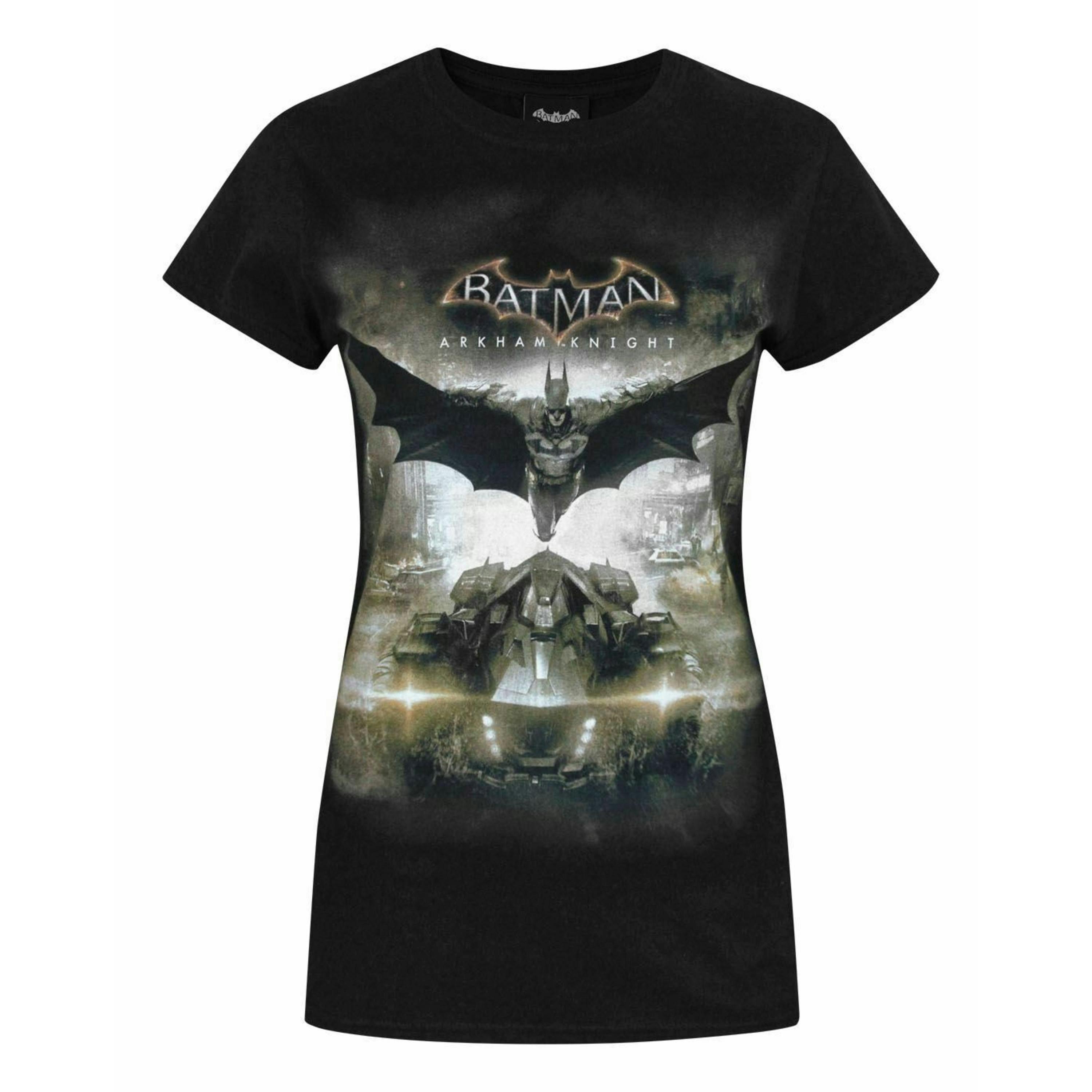 DC Comics Womens Black Cover Art For Batman Arkham Knight Video Game Short Sleeved T-Shirt by Vanilla Underground , view 1 of 1