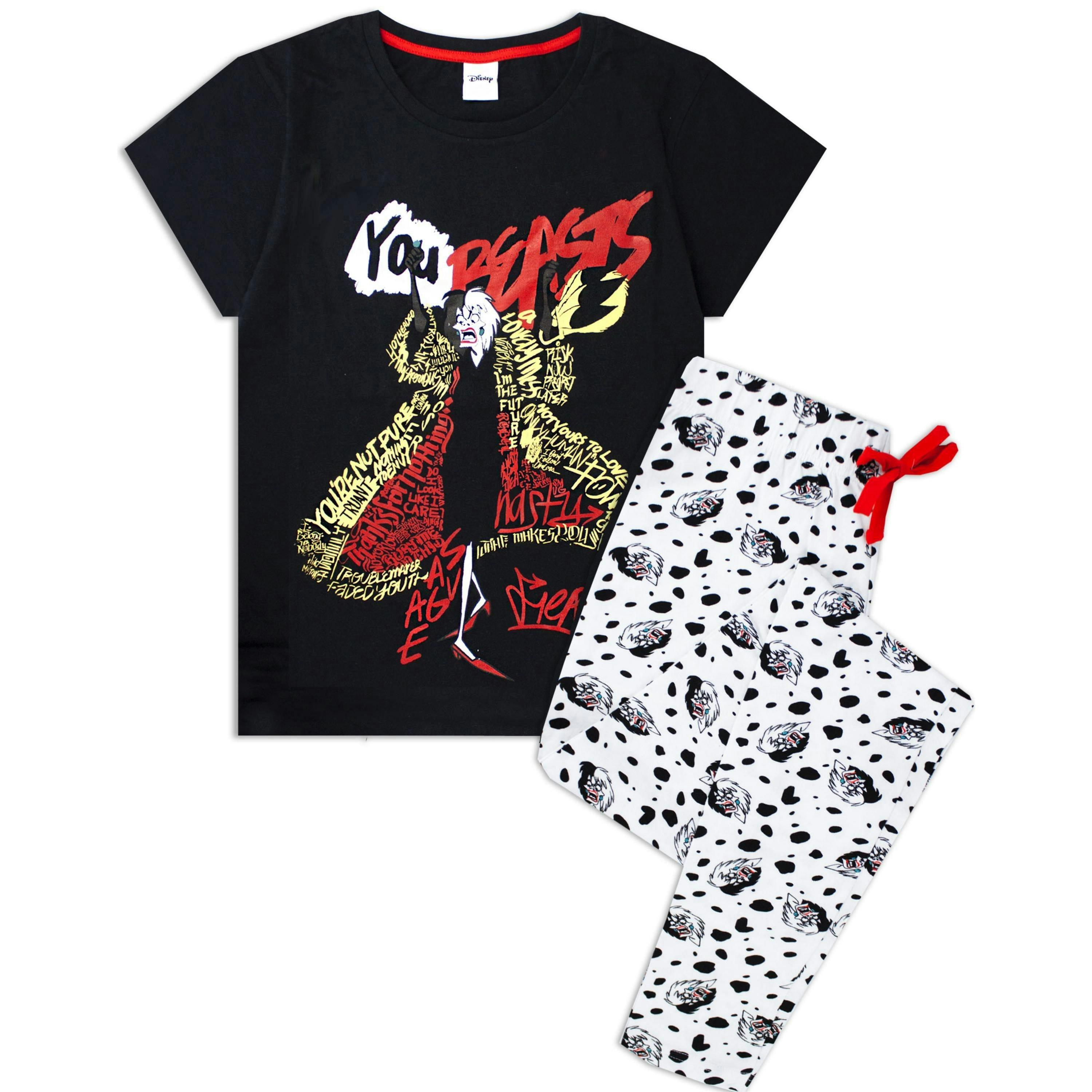 Disney Womens Black Cruella De Vil T-Shirt and Lounge Pants by Vanilla Underground , view 1 of 5