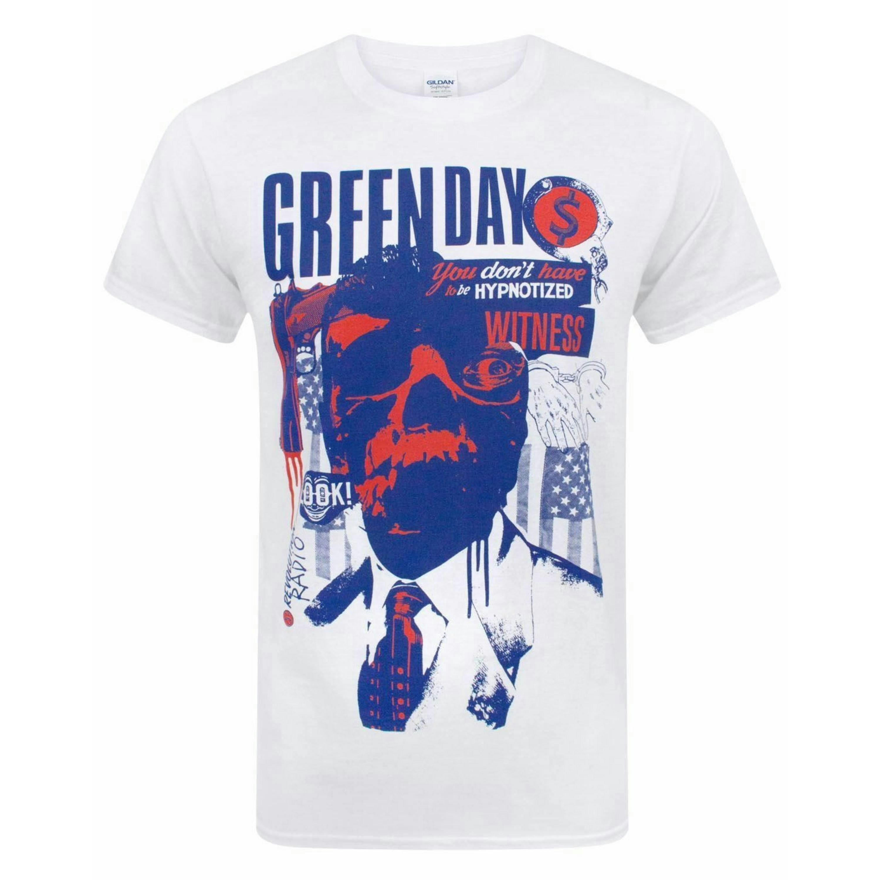 Green Day Mens White Revolution Radio Graphic Print Short Sleeved T-Shirt by Vanilla Underground , view 1 of 4