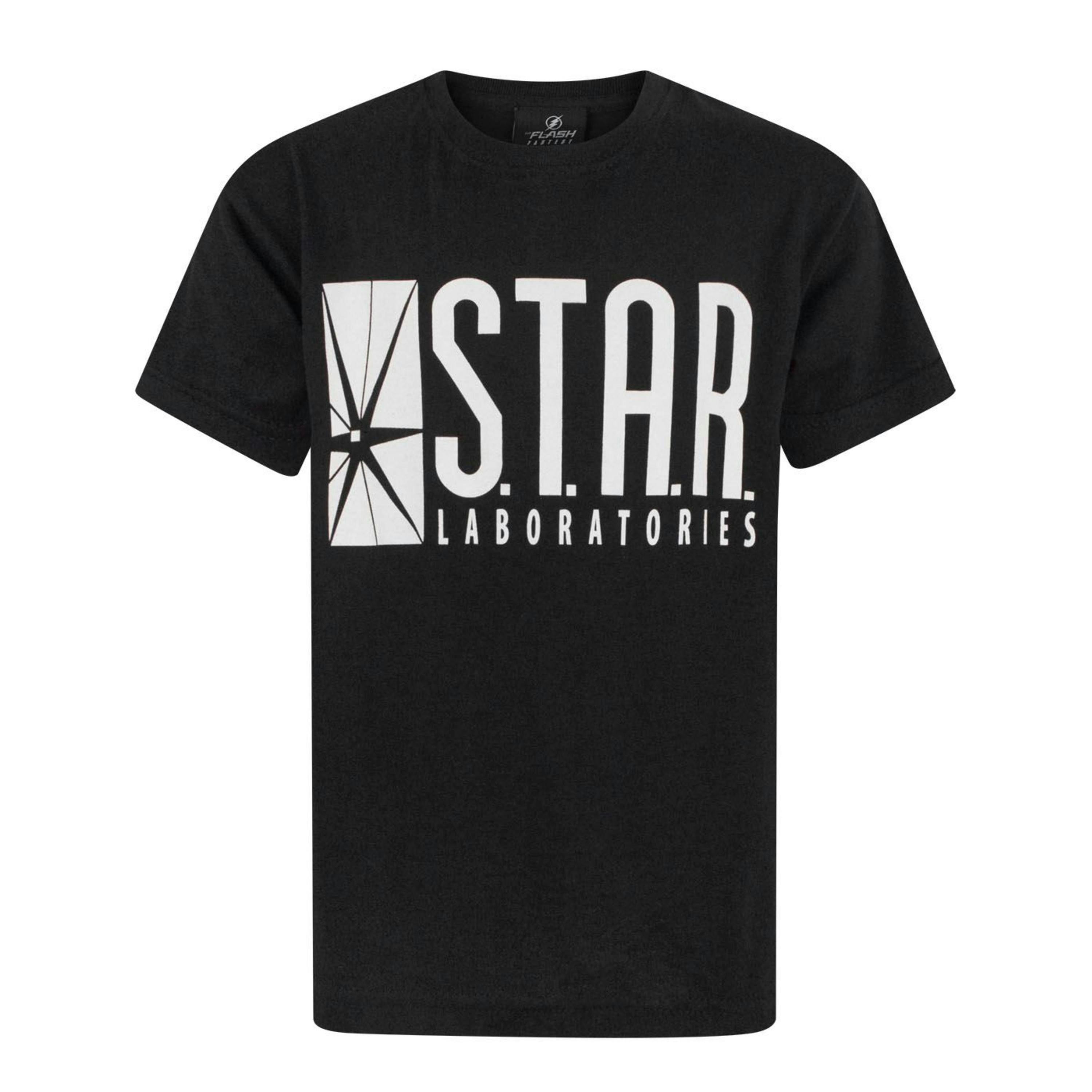 DC Comics Boys Black Tv Star Laboratories Short Sleeved T-Shirt by Vanilla Underground , view 1 of 4