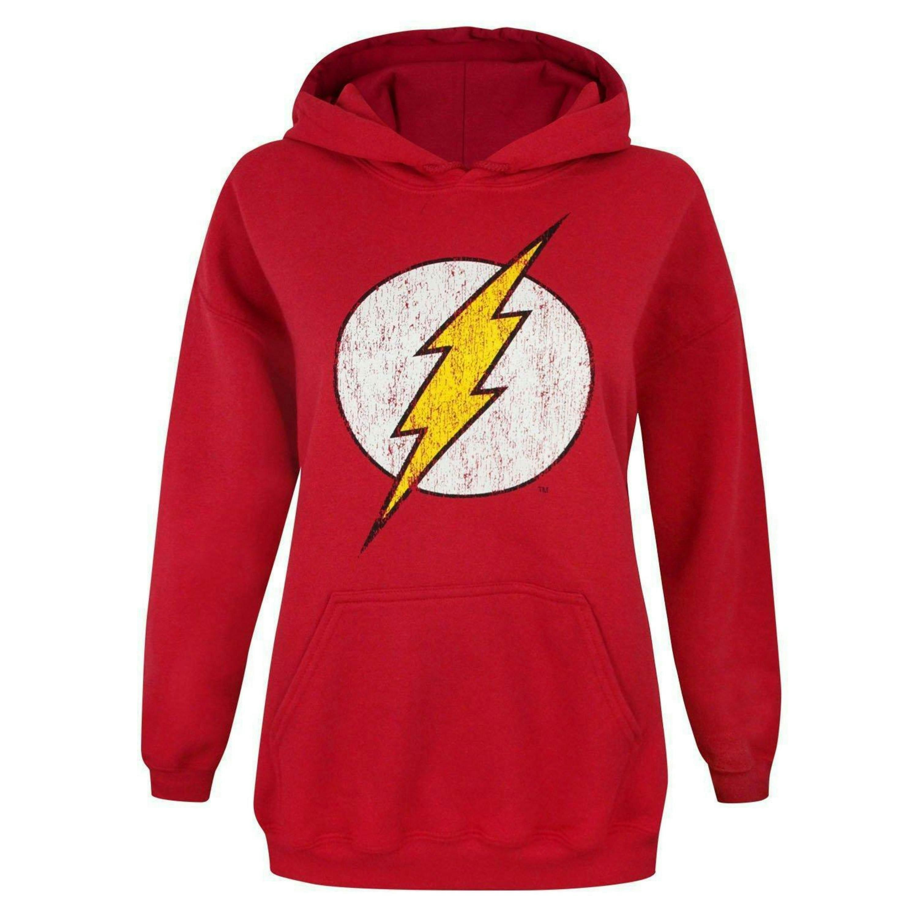 DC Comics Womens Red Distressed Logo Hoodie by Vanilla Underground , view 1 of 4
