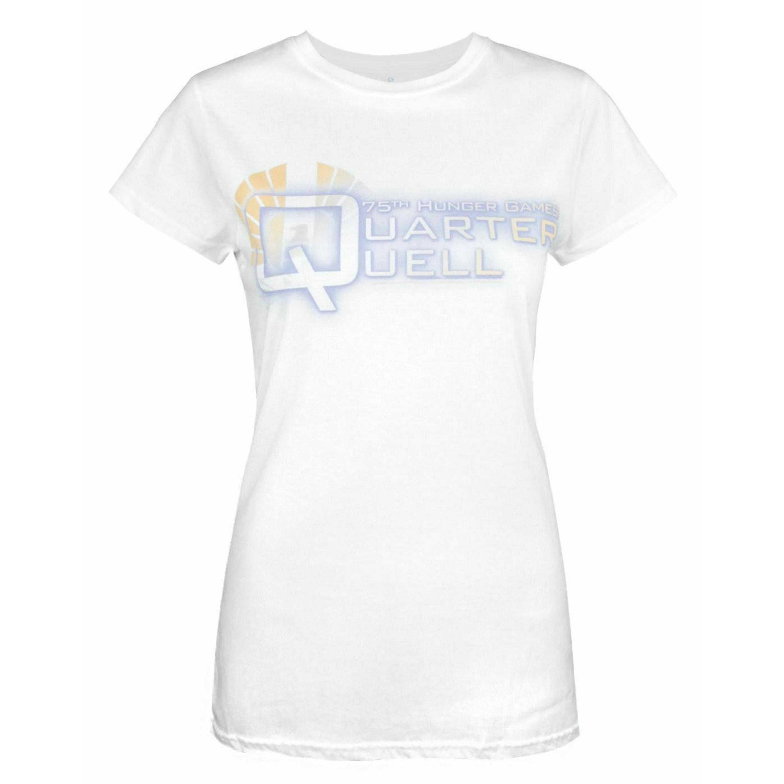 Hunger Games Womens White Quarter Quell Text Print Short Sleeved T-Shirt by Vanilla Underground , view 1 of 4