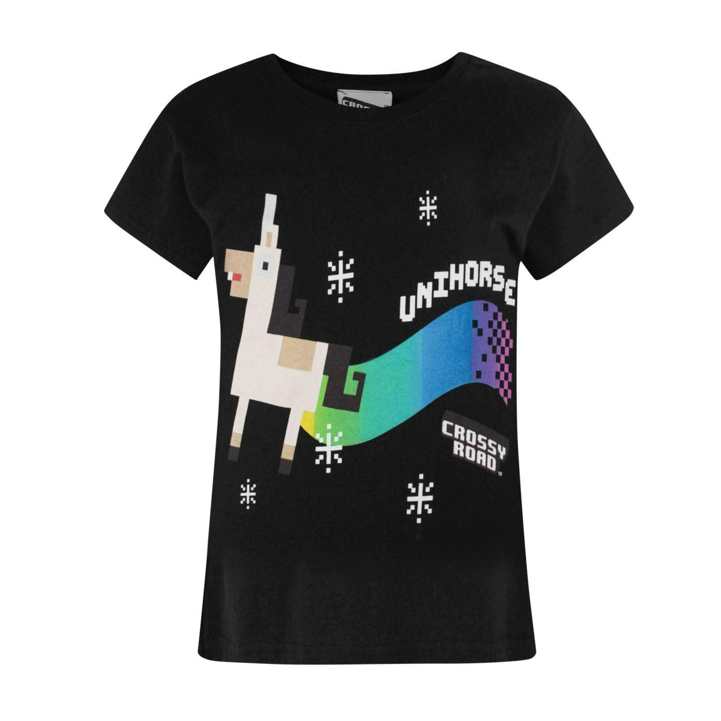 Crossy Road Girls Black Unihorse Short Sleeved T-Shirt by Vanilla Underground , view 1 of 2