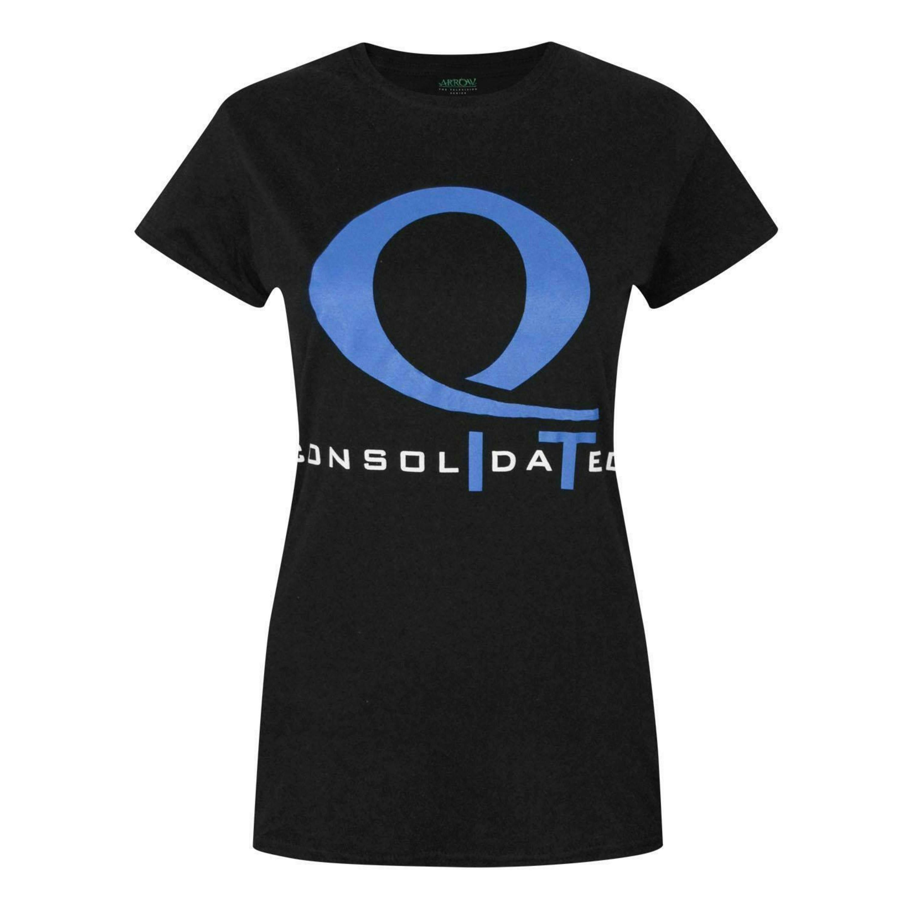 DC Comics Womens Black Queen Consolidated Logo Short Sleeved T-Shirt by Vanilla Underground , view 1 of 4