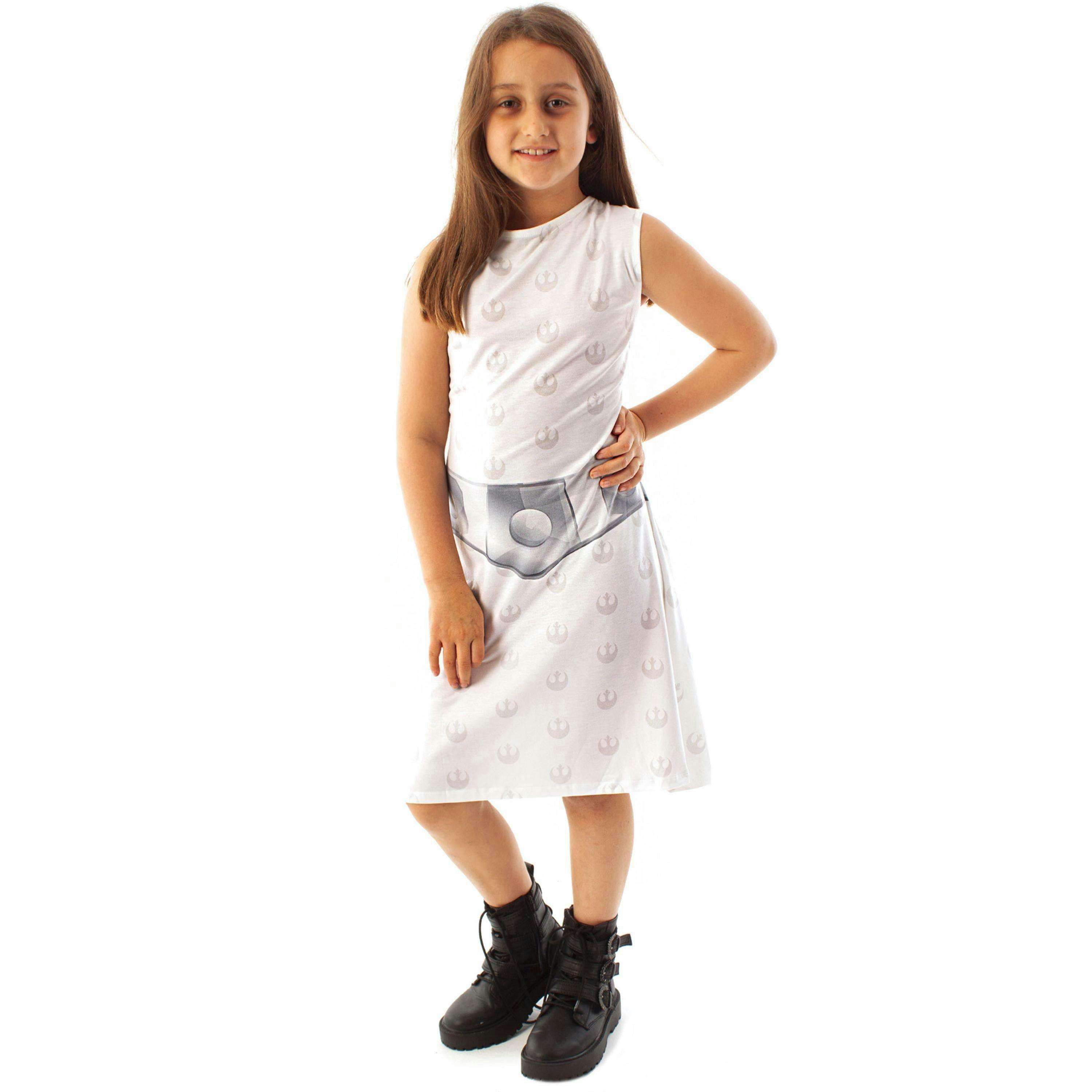 Star Wars Girls White Princess Leia Sleeveless Skater Dress by Vanilla Underground , view 1 of 6