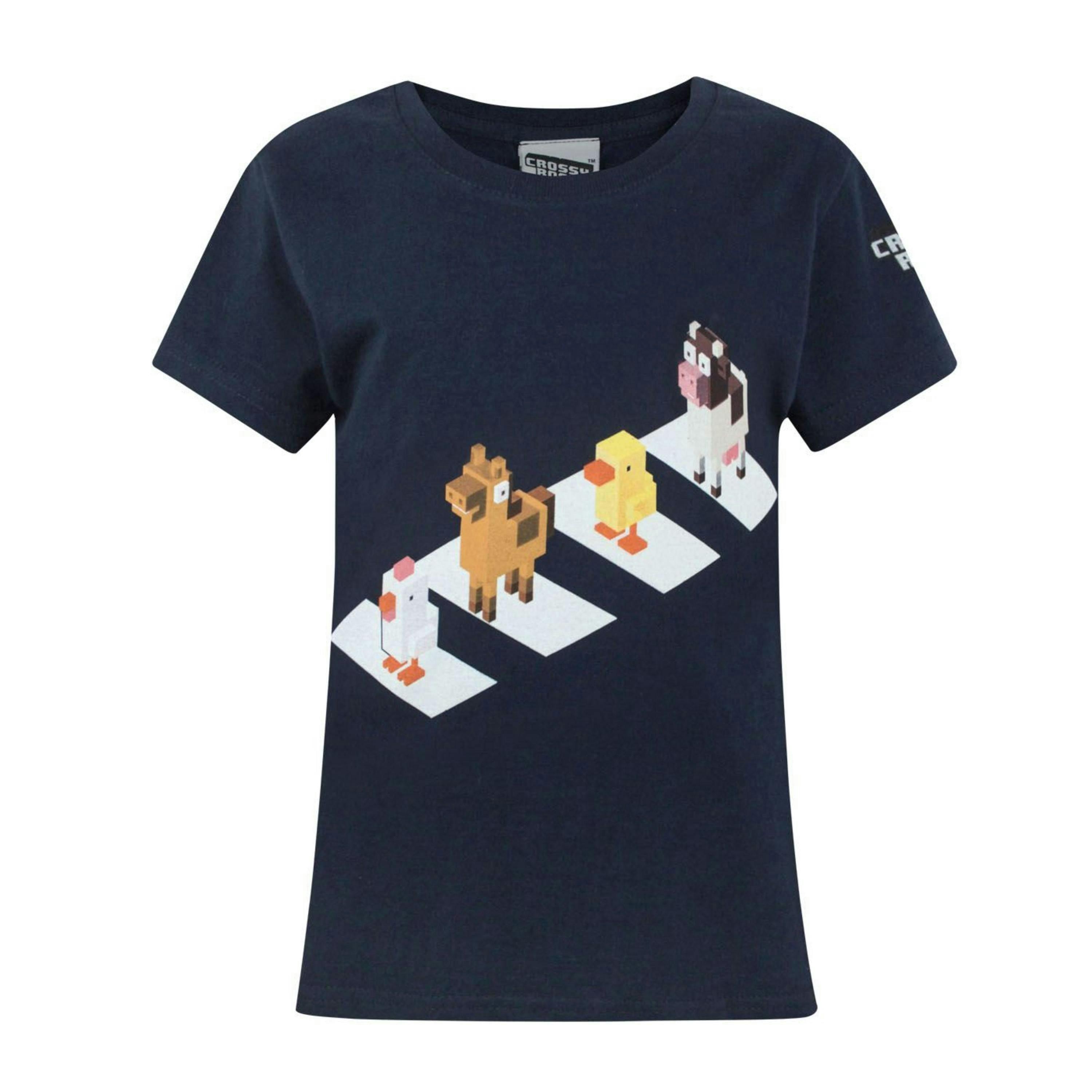 Crossy Road Girls Blue Short Sleeved T-Shirt by Vanilla Underground , view 1 of 3