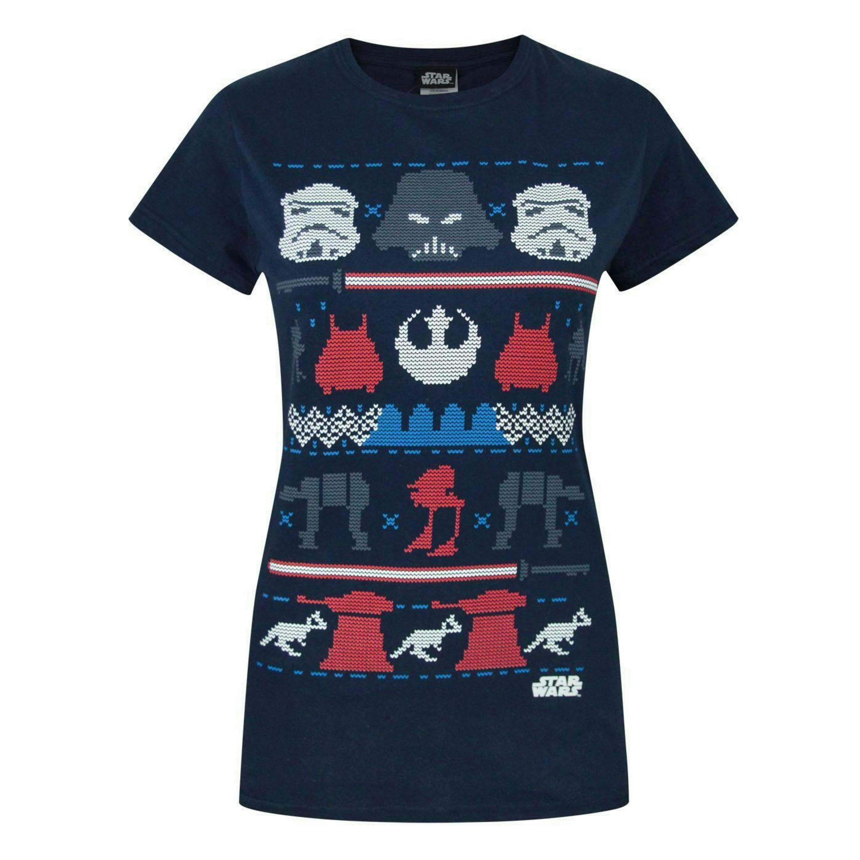 Star Wars Womens Blue Darth Vader Short Sleeved T-Shirt by Vanilla Underground , view 1 of 4