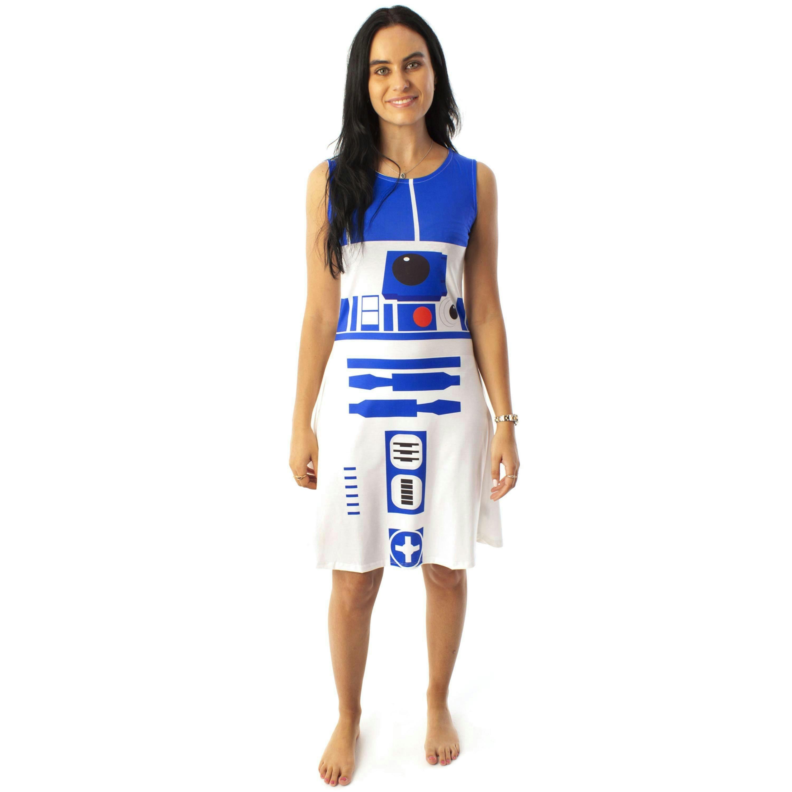 Star Wars Womens White R2D2 Sleeveless Skater Dress by Vanilla Underground , view 1 of 6