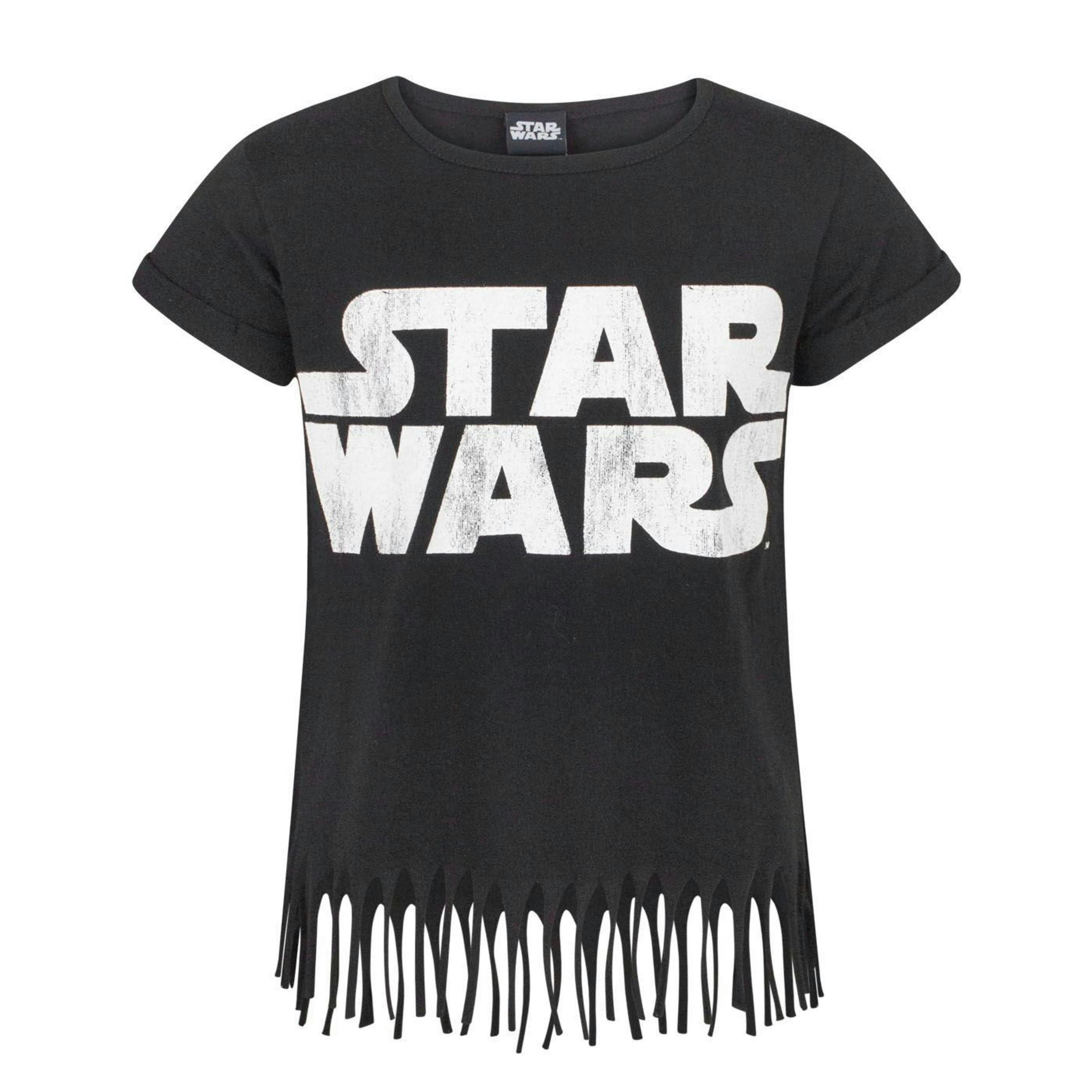 Star Wars Girls Black Logo Fringe Short Sleeved T-Shirt by Vanilla Underground , view 1 of 3