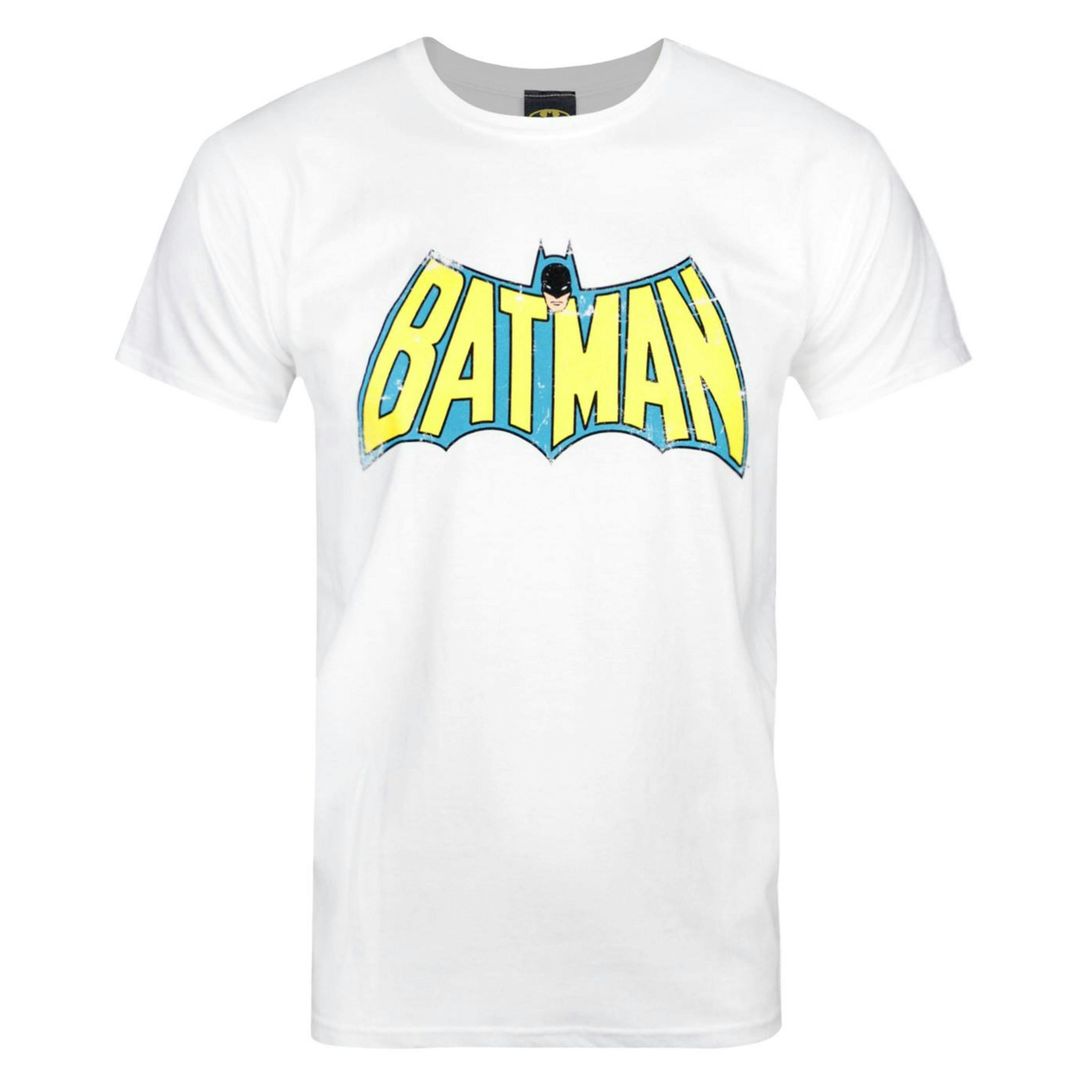 DC Comics Mens White Batman Retro Logo Short Sleeved T-Shirt by Vanilla Underground , view 1 of 1