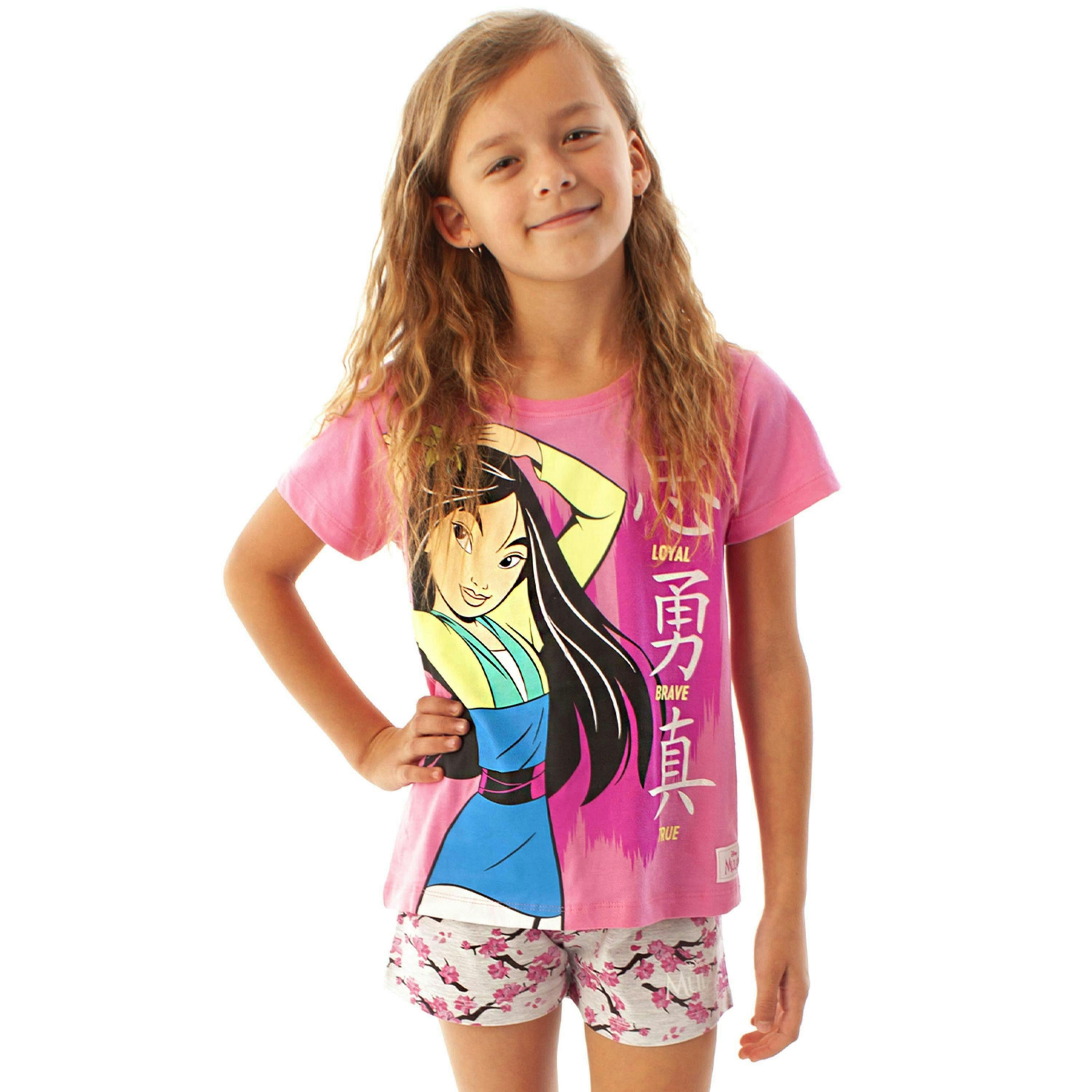 Disney Girls Pink Mulan Short Sleeve Short Leg Pyjama Set by Vanilla Underground , view 1 of 3