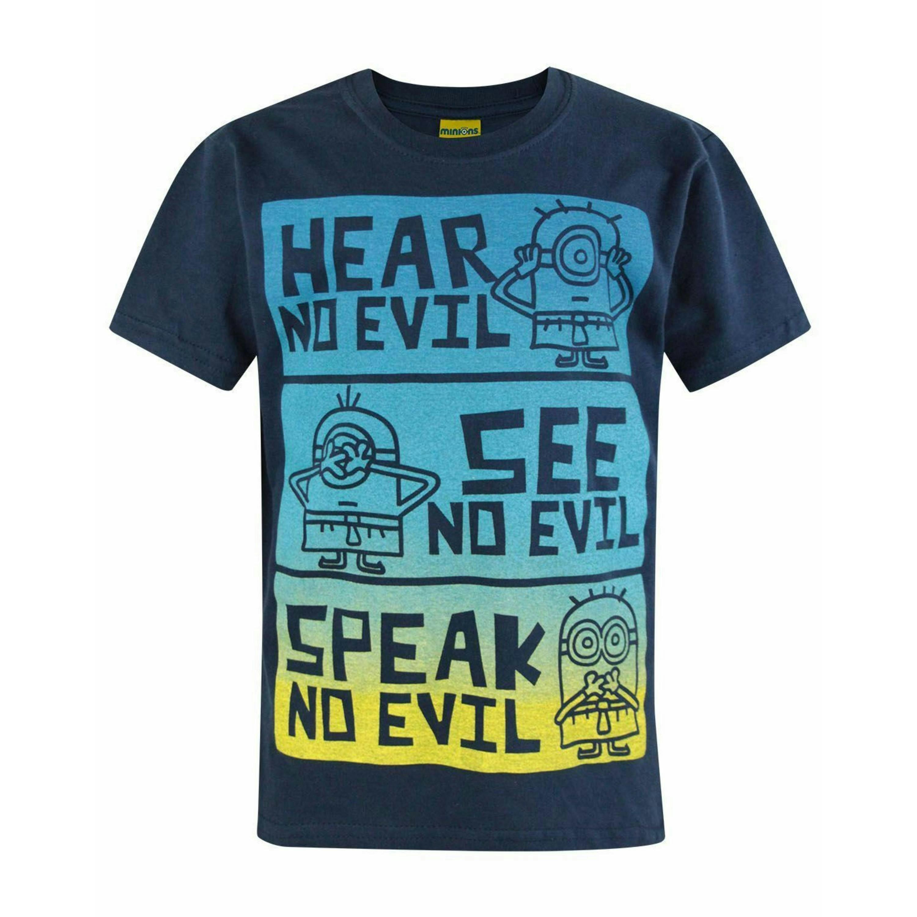 Despicable Me Boys Blue No Evil Short Sleeved T-Shirt by Vanilla Underground , view 1 of 4