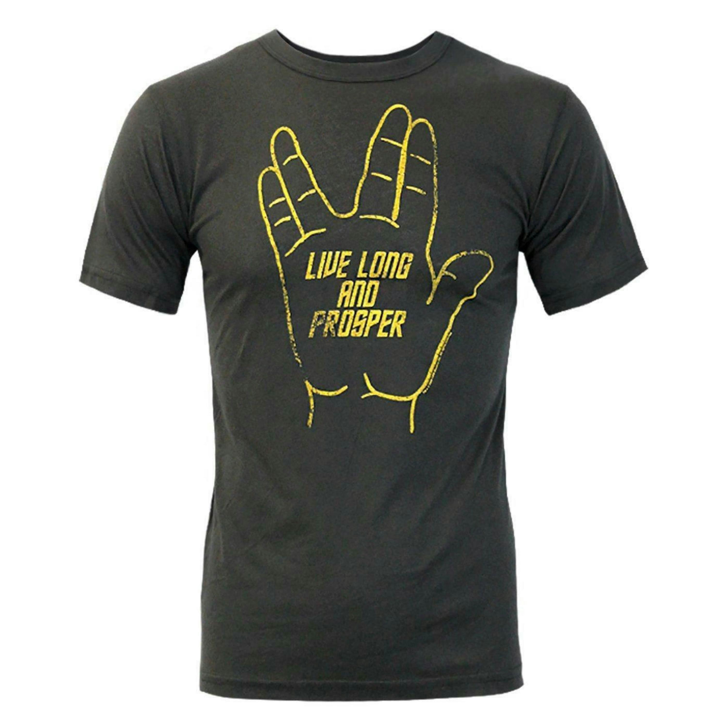 Junk Food Clothing Mens Black Vulcan Salute Graphic Print Short Sleeved T-Shirt by Vanilla Underground , view 1 of 4