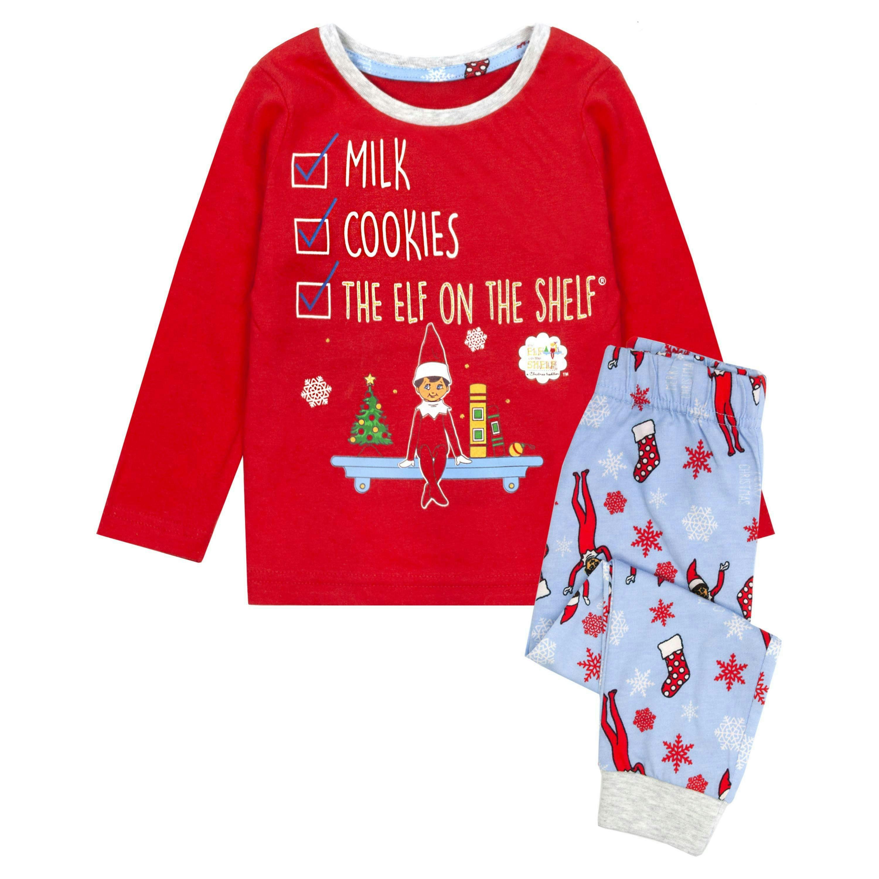 The Elf On The Shelf Unisex Kids Red Elf On The Shelf Long Sleeve Long Leg Pyjama Set by Vanilla Underground , view 1 of 6