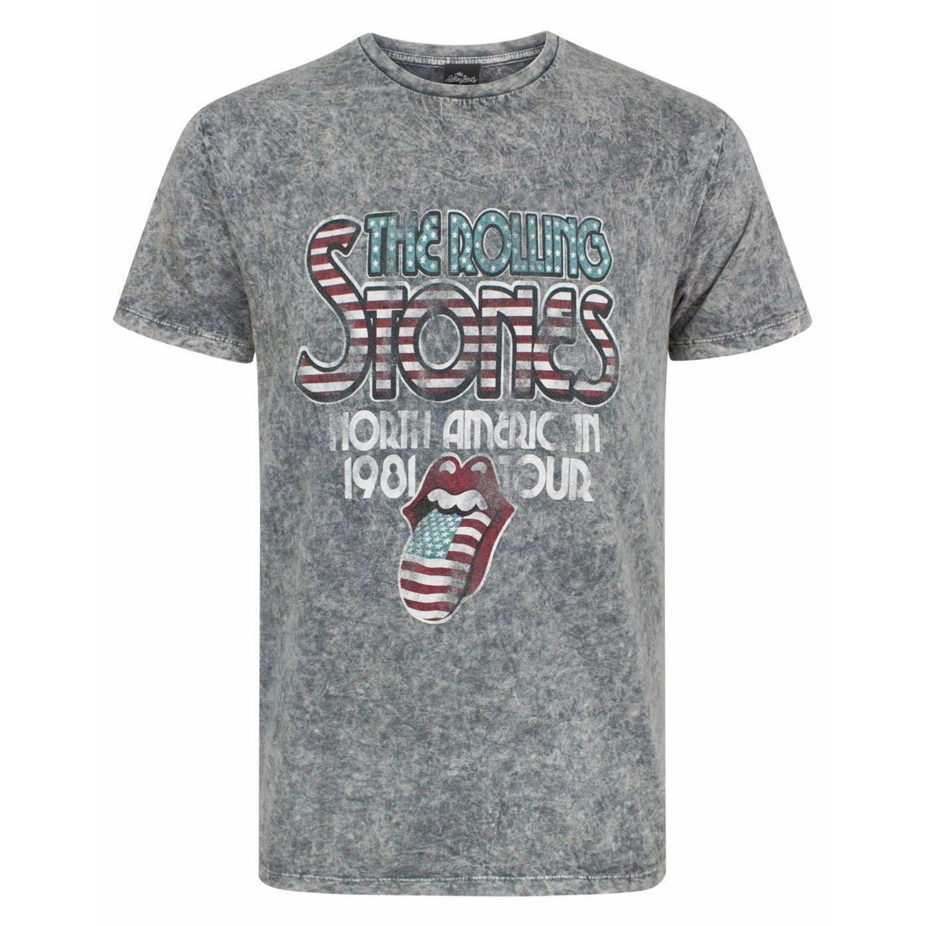 The Rolling Stones Mens Grey Logo Short Sleeved T-Shirt by Vanilla Underground , view 1 of 4