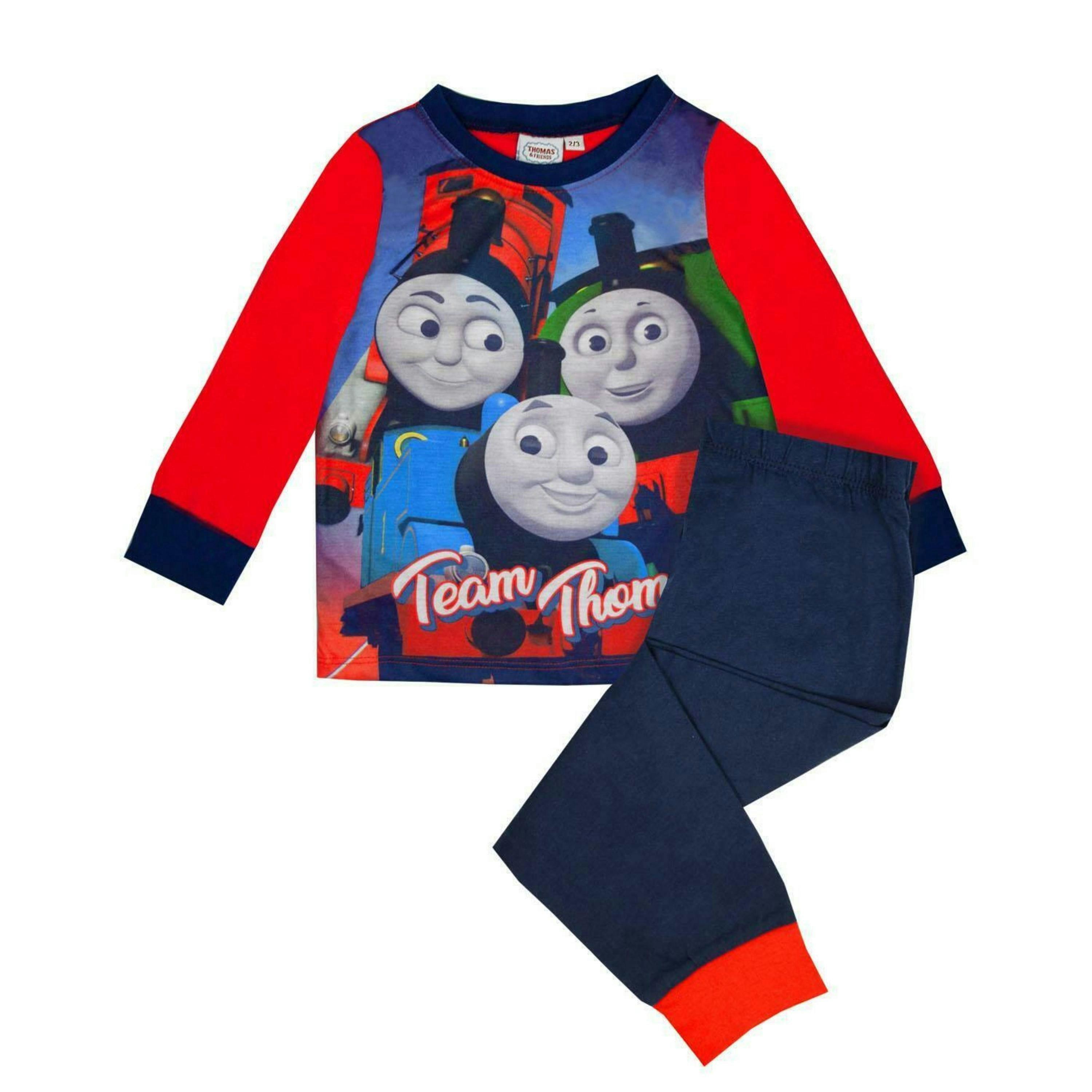 Thomas and Friends Boys Blue Thomas the Tank Engine Long Sleeve Long Leg Pyjama Set by Vanilla Underground , view 1 of 5