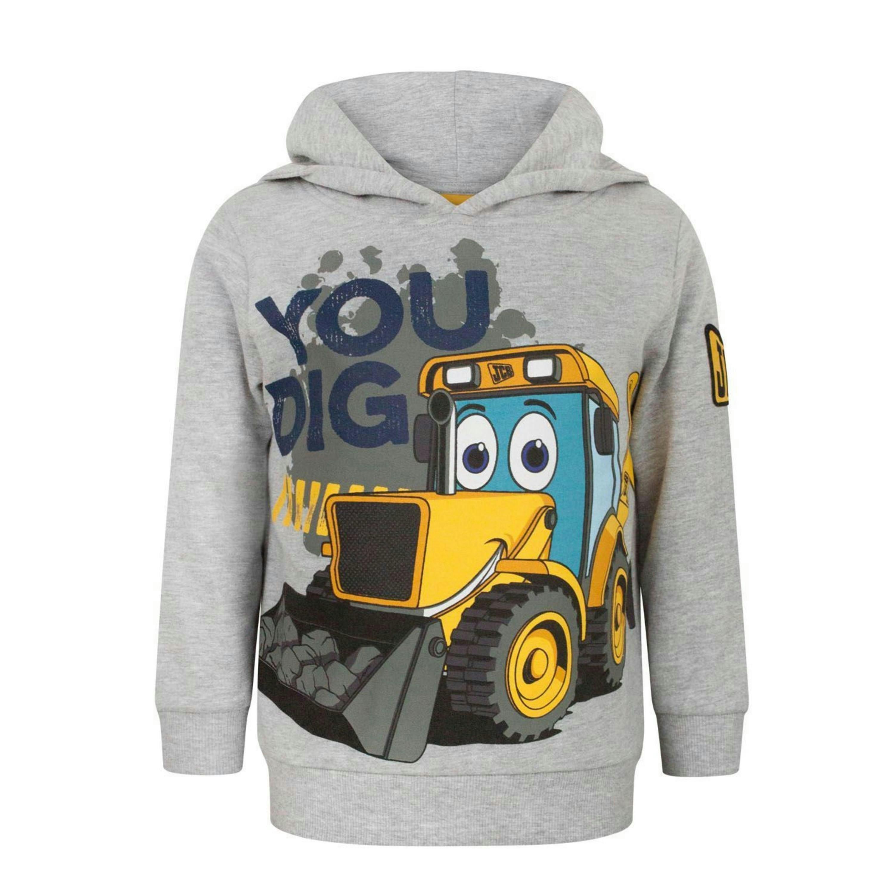 JCB Boys Grey Jcb Digger Hoodie by Vanilla Underground , view 1 of 3