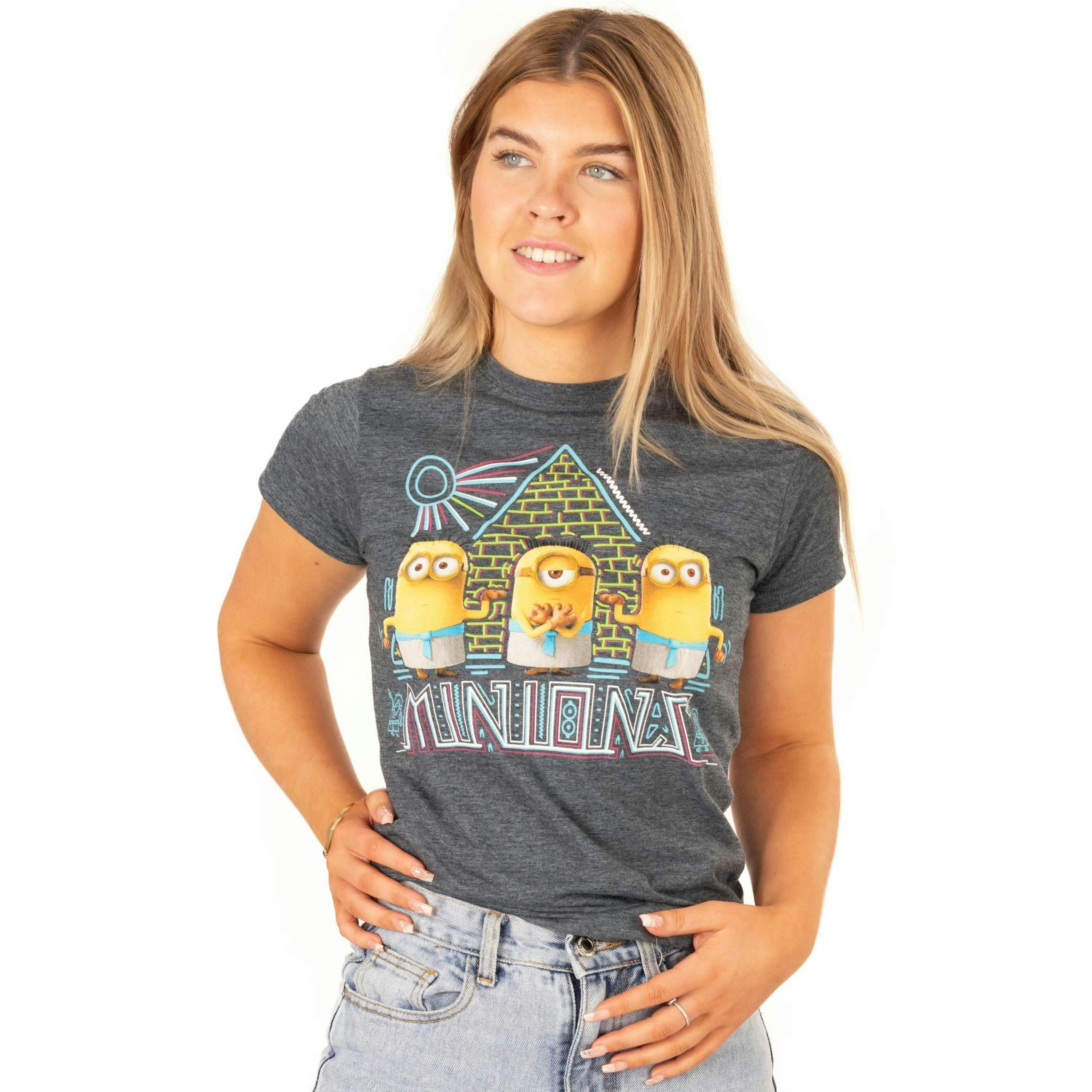 Despicable Me Womens Grey Minions Short Sleeved T-Shirt by Vanilla Underground , view 1 of 6