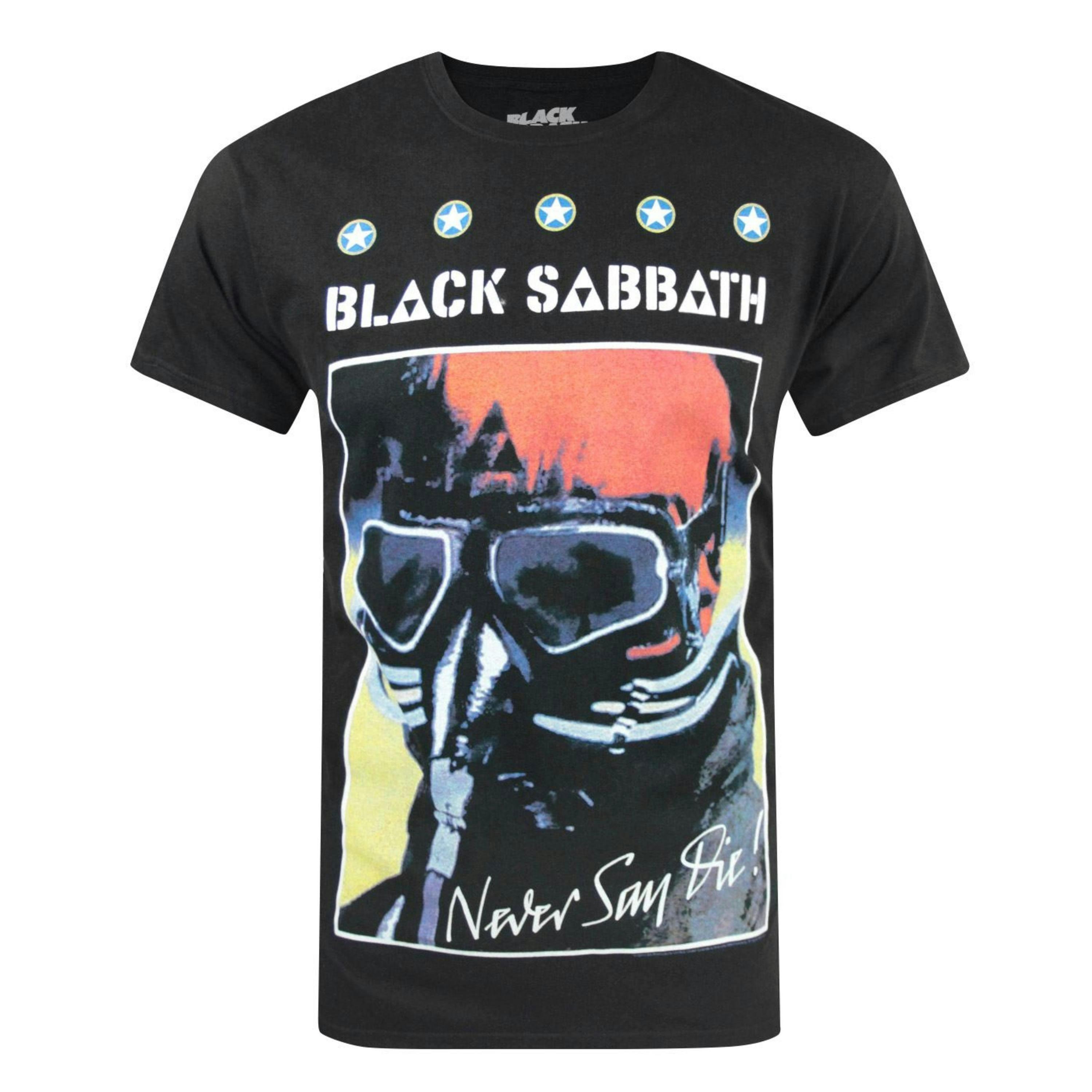 Black Sabbath Mens Black Album Artwork Short Sleeved T-Shirt by Vanilla Underground , view 1 of 3
