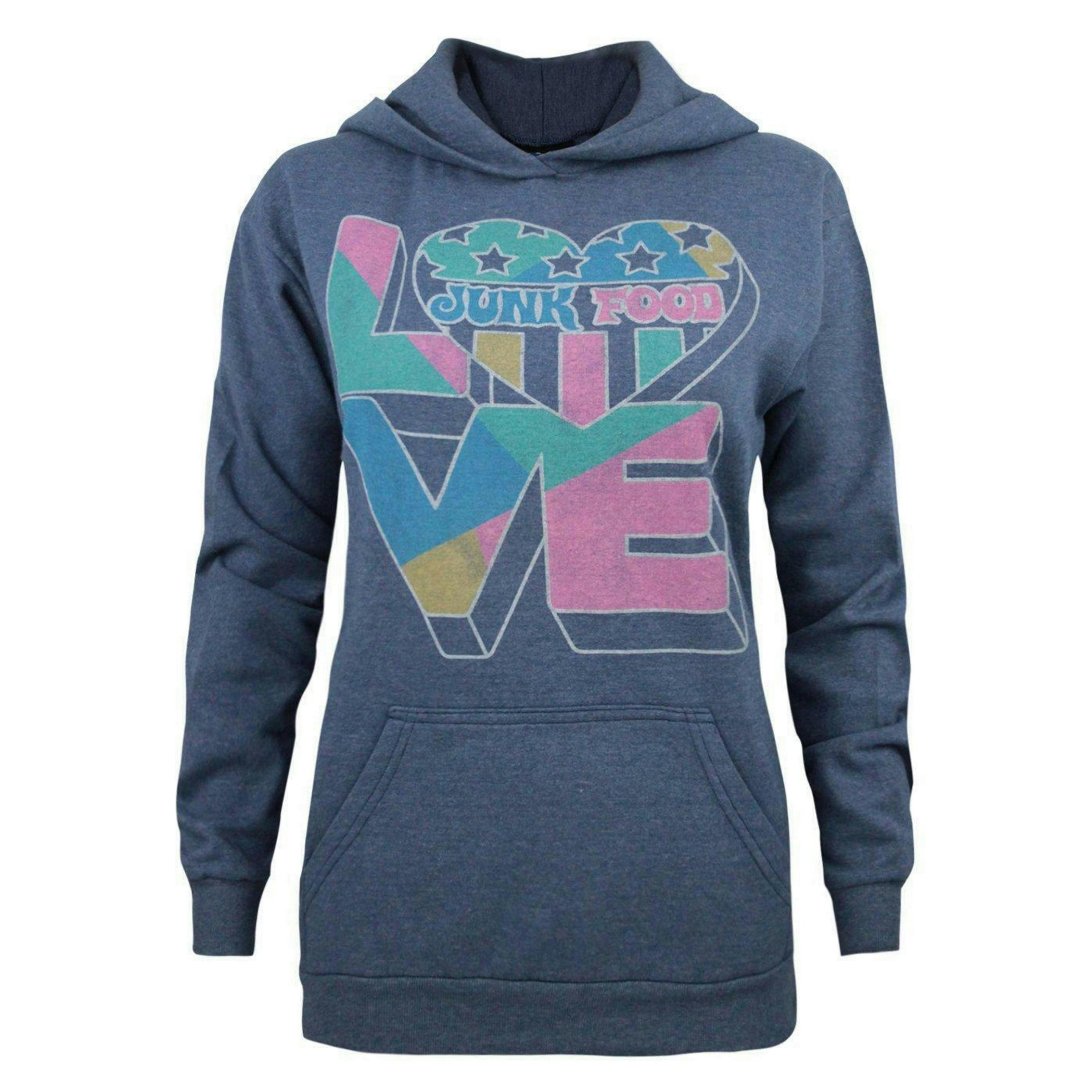 Junk Food Clothing Womens Blue Junk Food Logo Hoodie by Vanilla Underground , view 1 of 4