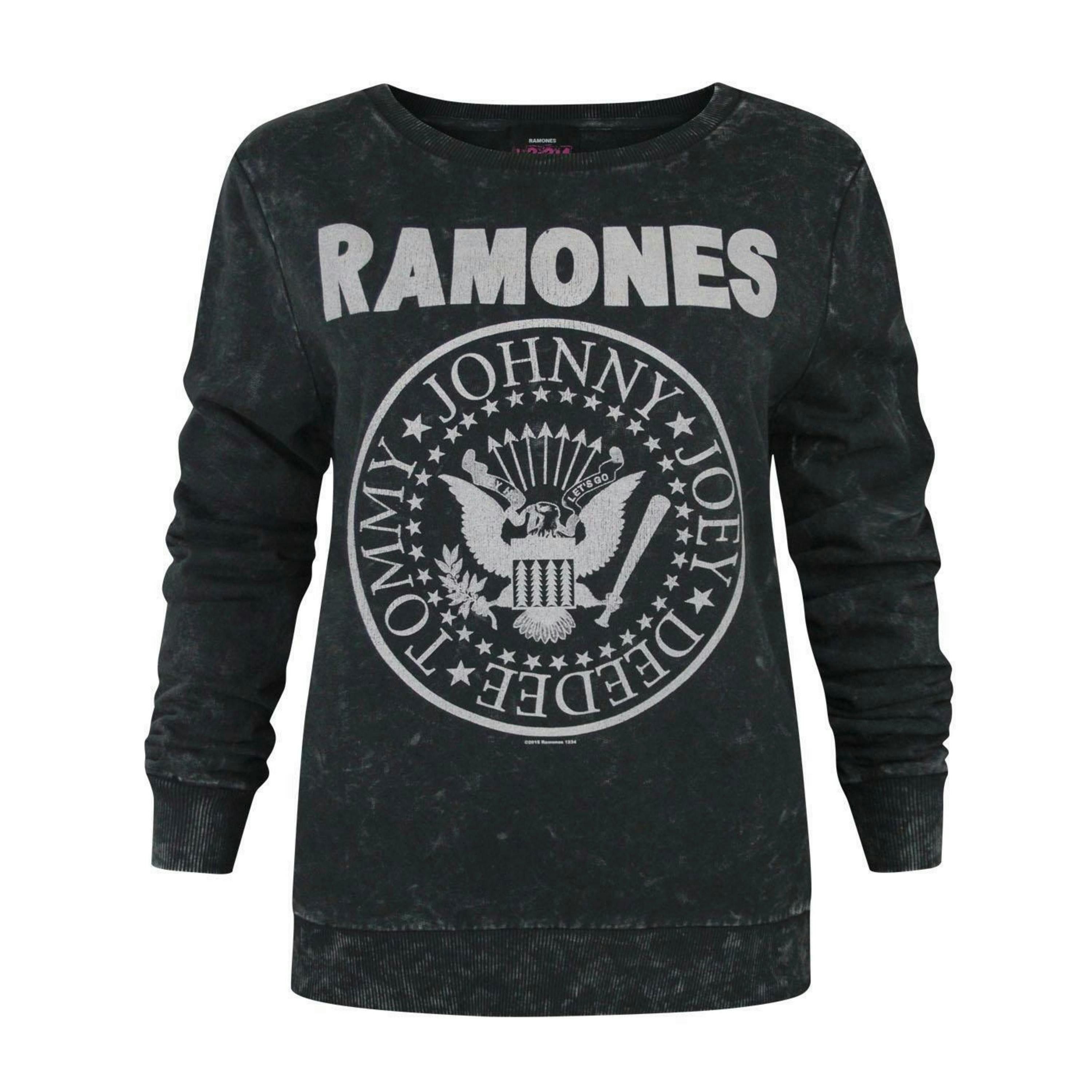 Amplified Clothing Womens Grey Ramones Seal Logo Sweatshirt by Vanilla Underground , view 1 of 6