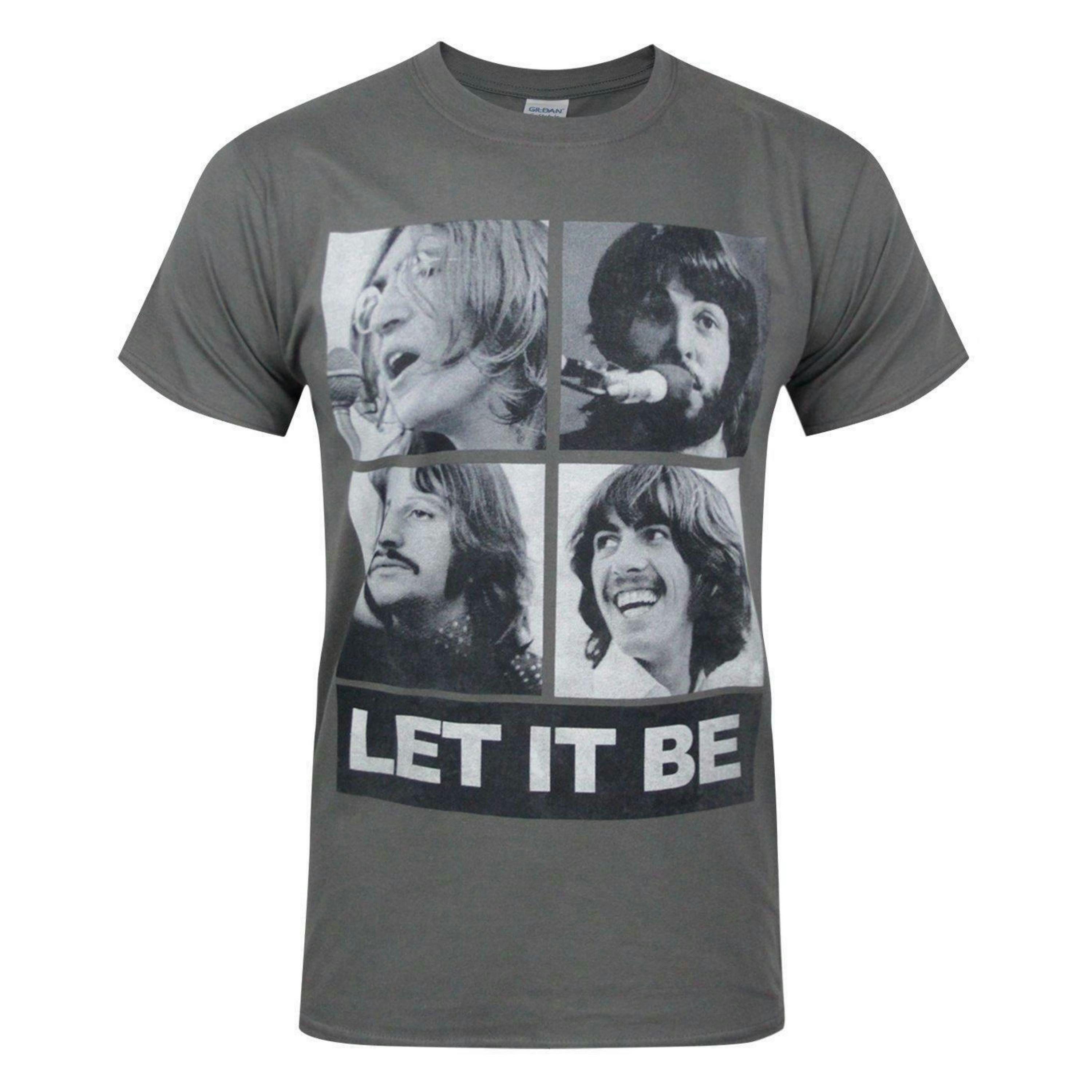 The Beatles Mens Grey Let It Be Cover Short Sleeved T-Shirt by Vanilla Underground , view 1 of 4