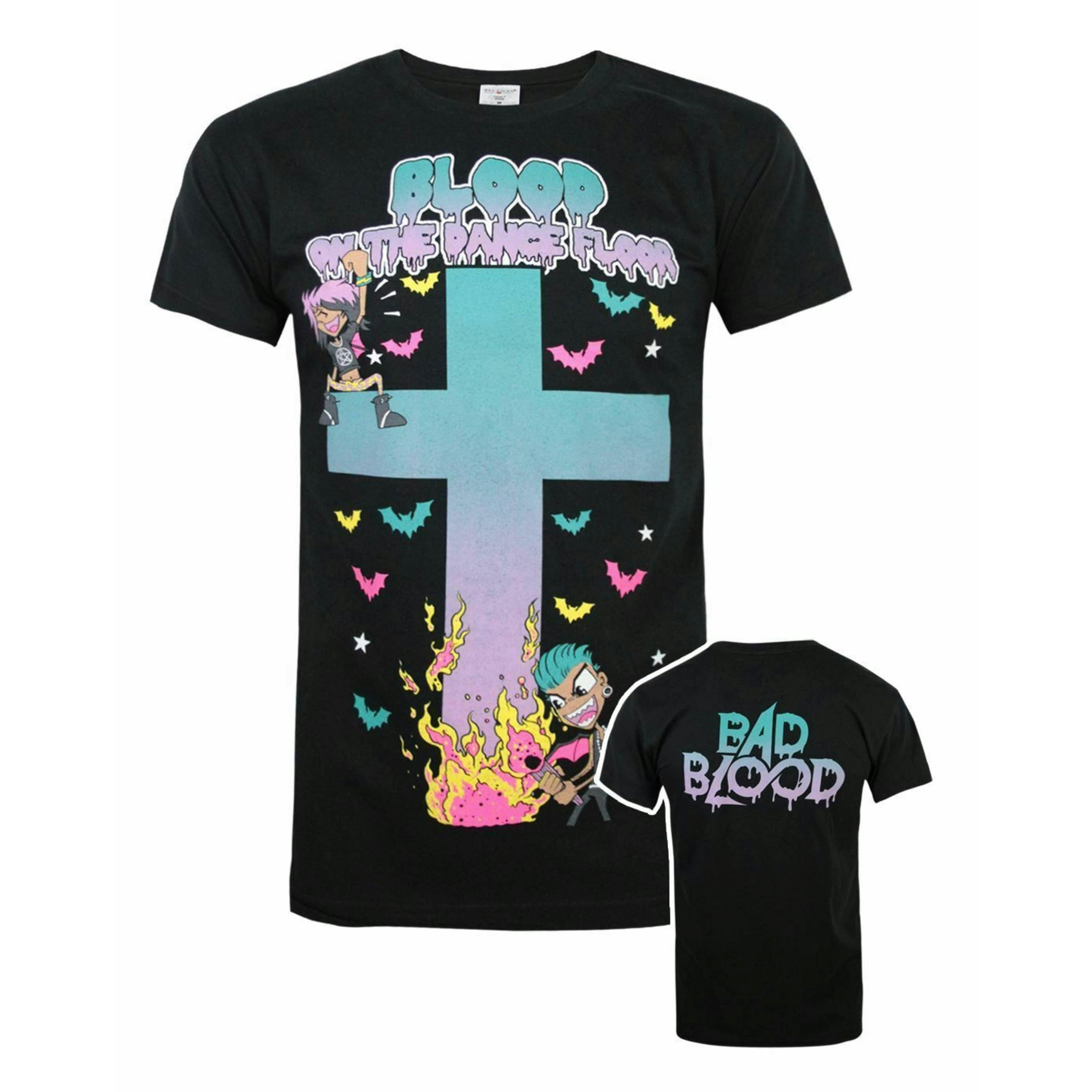 Blood on the Dancefloor Mens Black Bad Blood Graphic Print Short Sleeved T-Shirt by Vanilla Underground , view 1 of 4