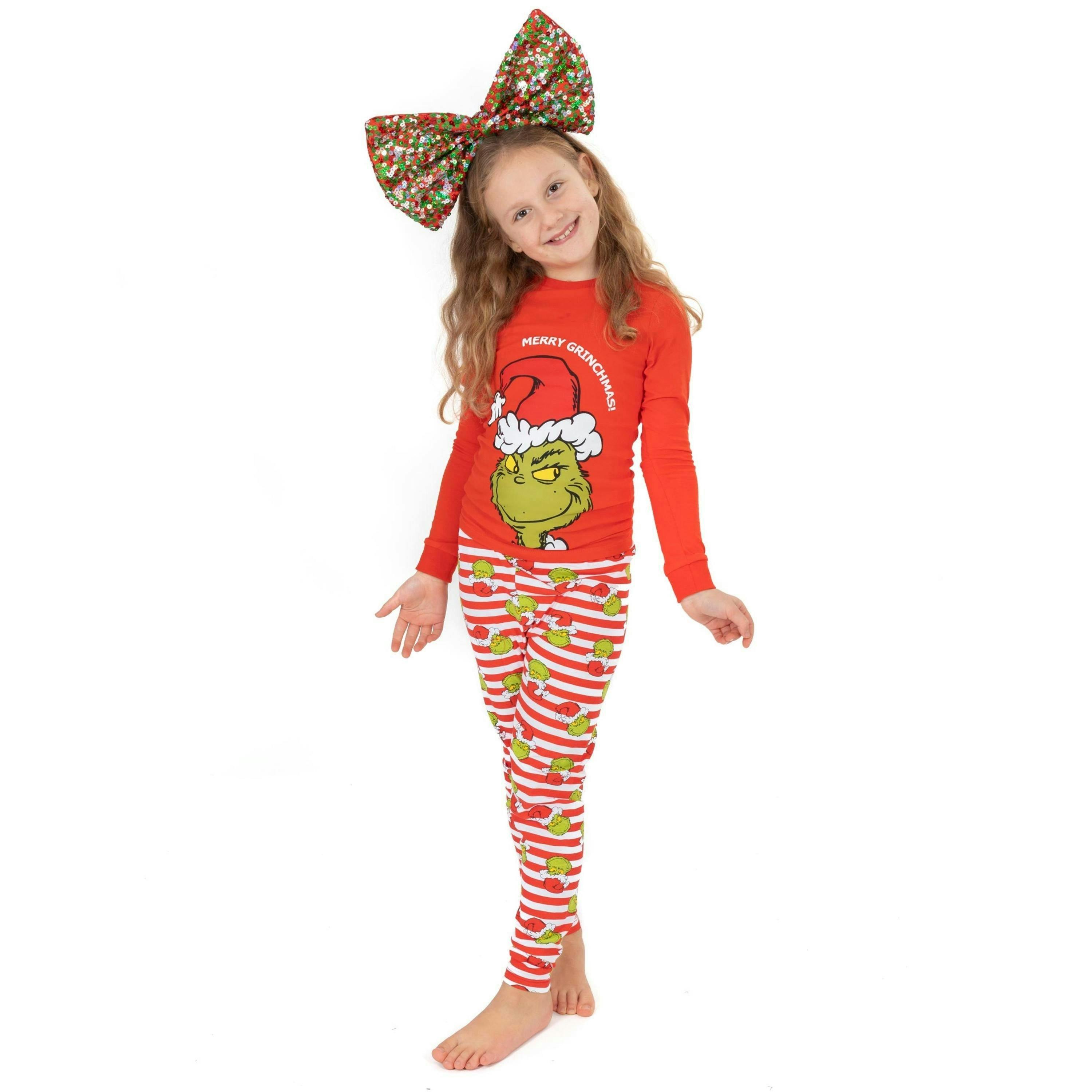 The Grinch Girls Red Character Long Sleeve Long Leg Pyjama Set by Vanilla Underground , view 1 of 6