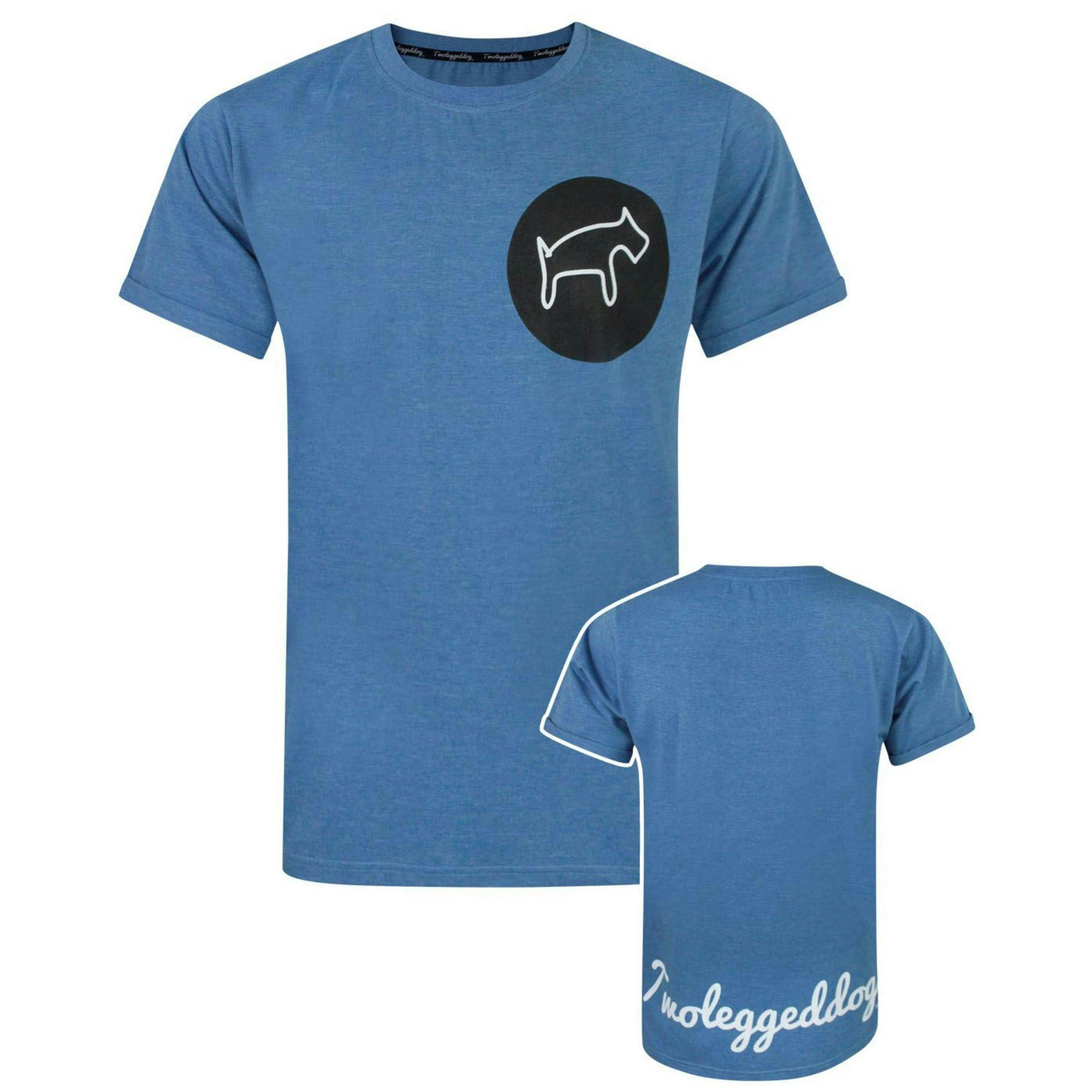 Two Legged Dog Mens Blue Logo Short Sleeved T-Shirt by Vanilla Underground , view 1 of 1