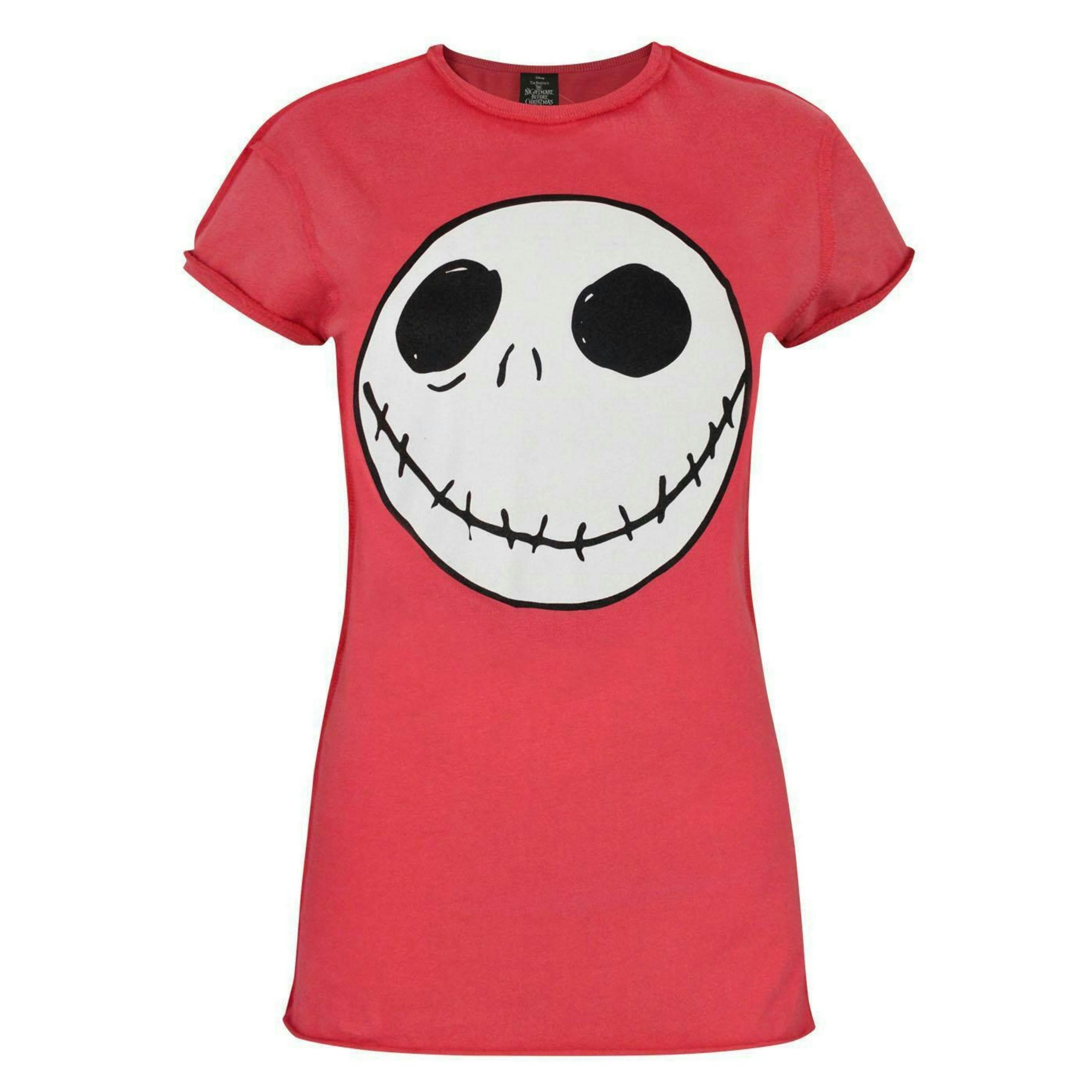 Disney The Nightmare Before Christmas Womens Red Jack Skellington Short Sleeved T-Shirt by Vanilla Underground , view 1 of 4