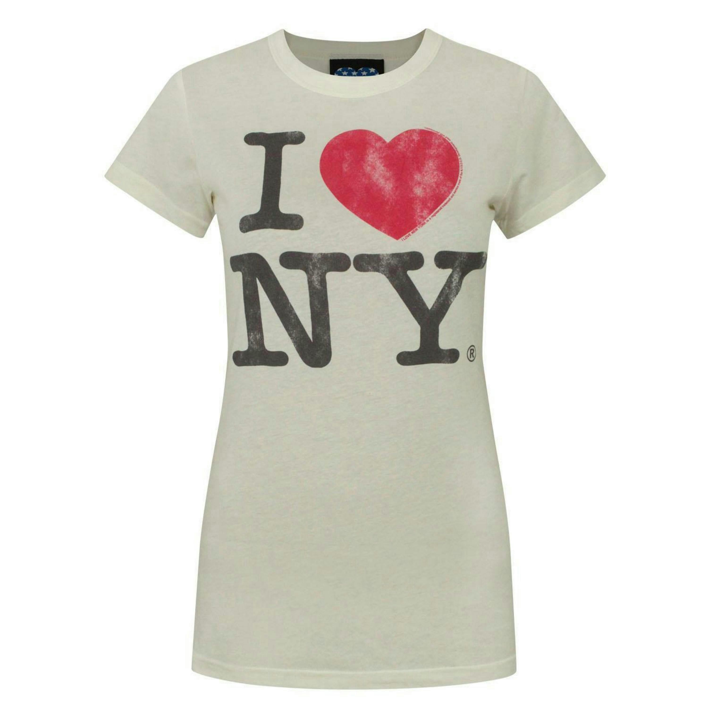 Junk Food Clothing Womens Off-White I Love New York Text Short Sleeved T-Shirt by Vanilla Underground , view 1 of 4