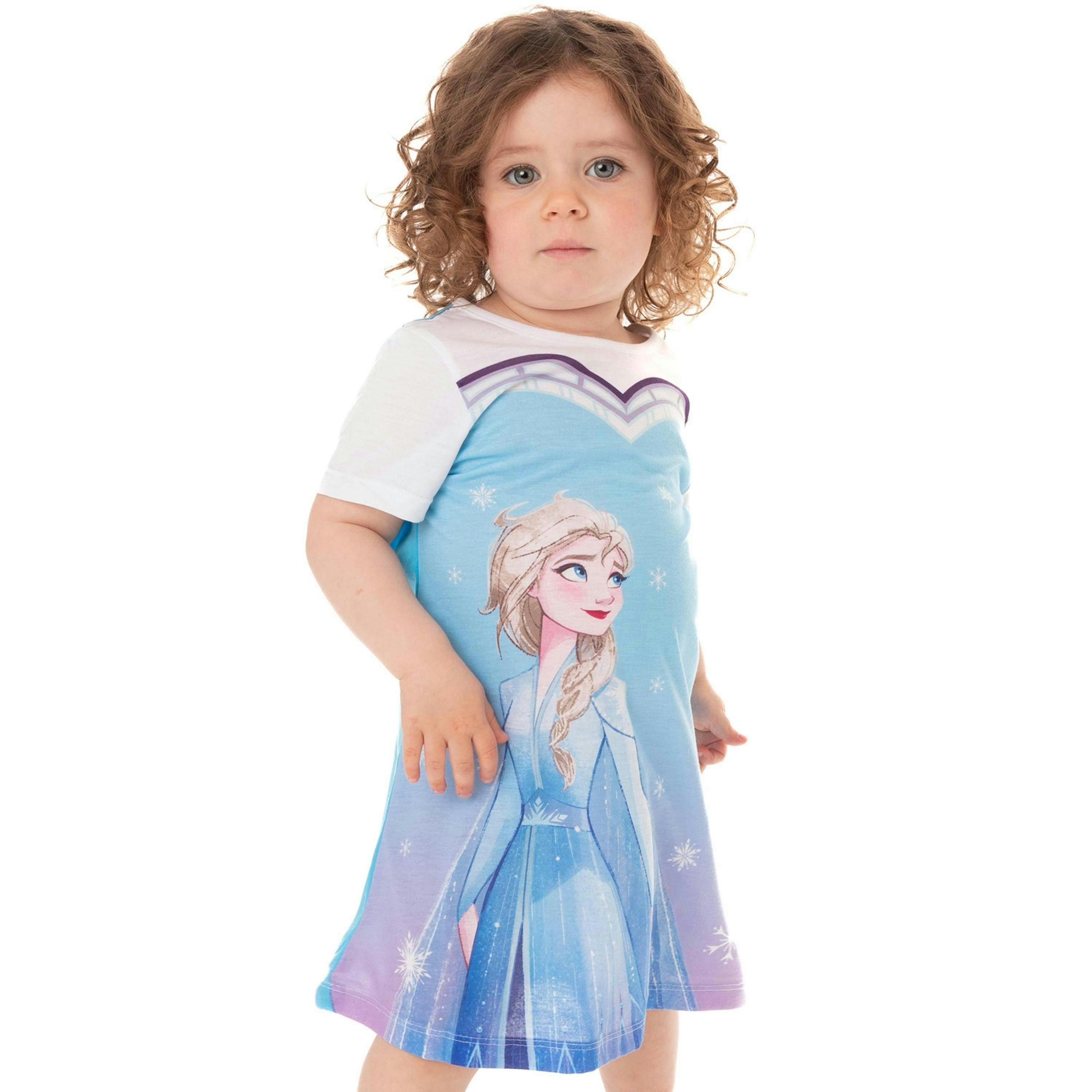 Disney Girls Blue Elsa Short Sleeve Nightdress by Vanilla Underground , view 1 of 5