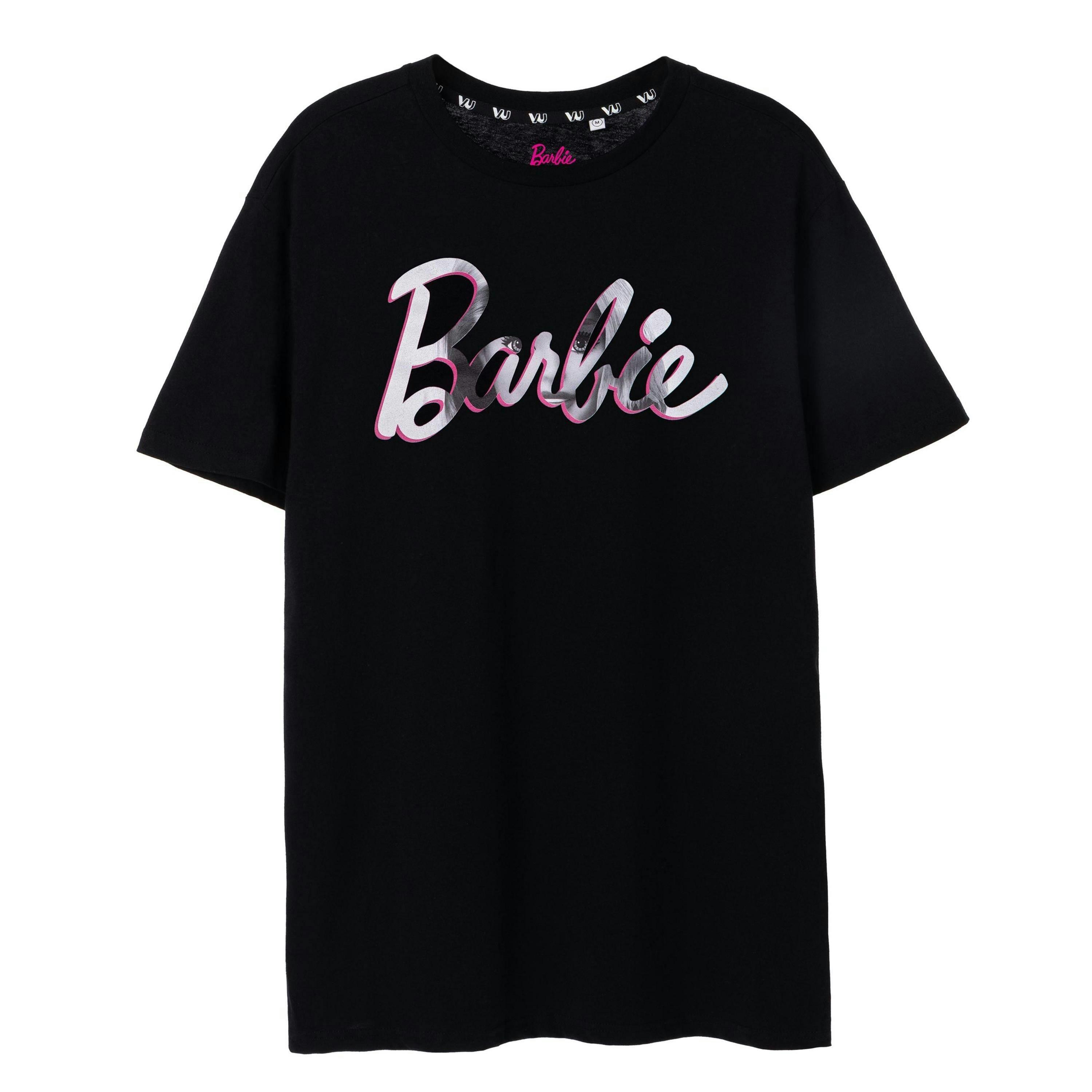 Barbie Womens Black Logo Oversized Short Sleeved T-Shirt by Vanilla Underground , view 1 of 6