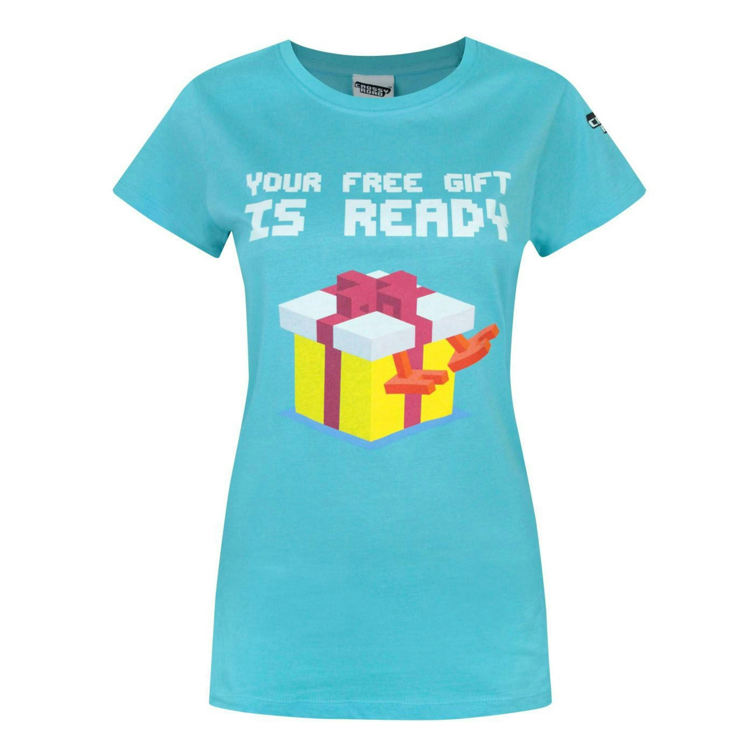 Crossy Road Womens Blue Icon Short Sleeved T-Shirt by Vanilla Underground , view 1 of 1