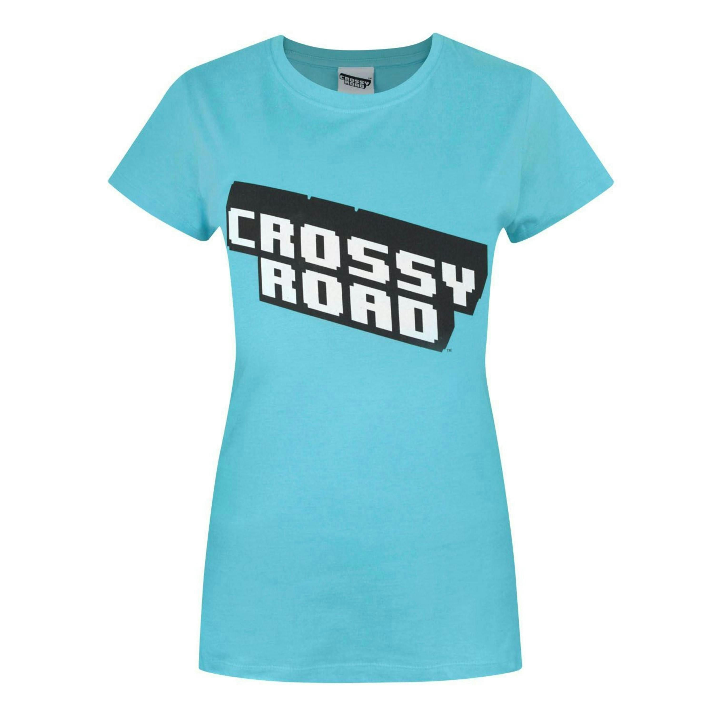 Crossy Road Womens Blue Logo Short Sleeved T-Shirt by Vanilla Underground , view 1 of 1