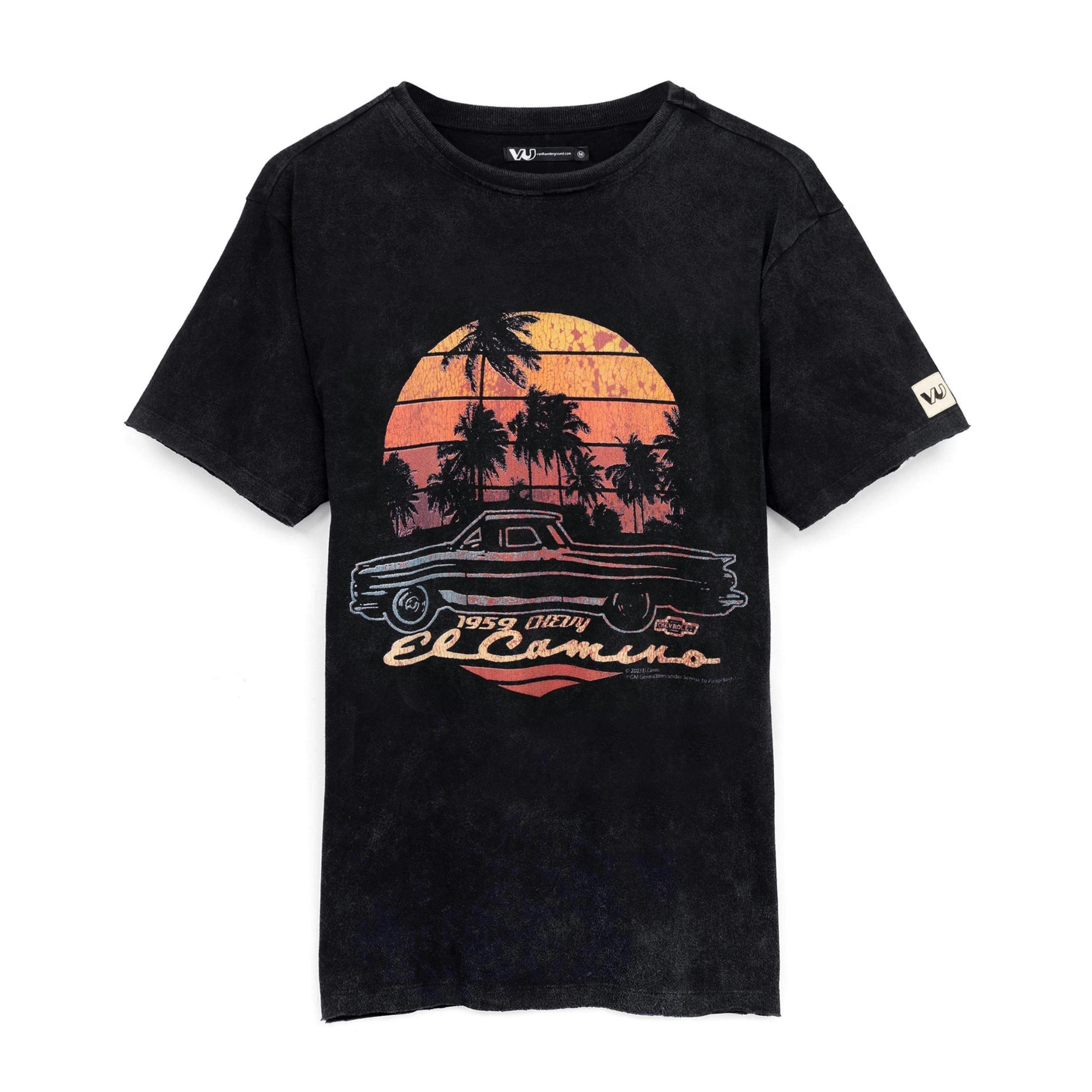 General Motors Unisex Black El Camino Car Graphic Short Sleeved T-Shirt by Vanilla Underground , view 1 of 5