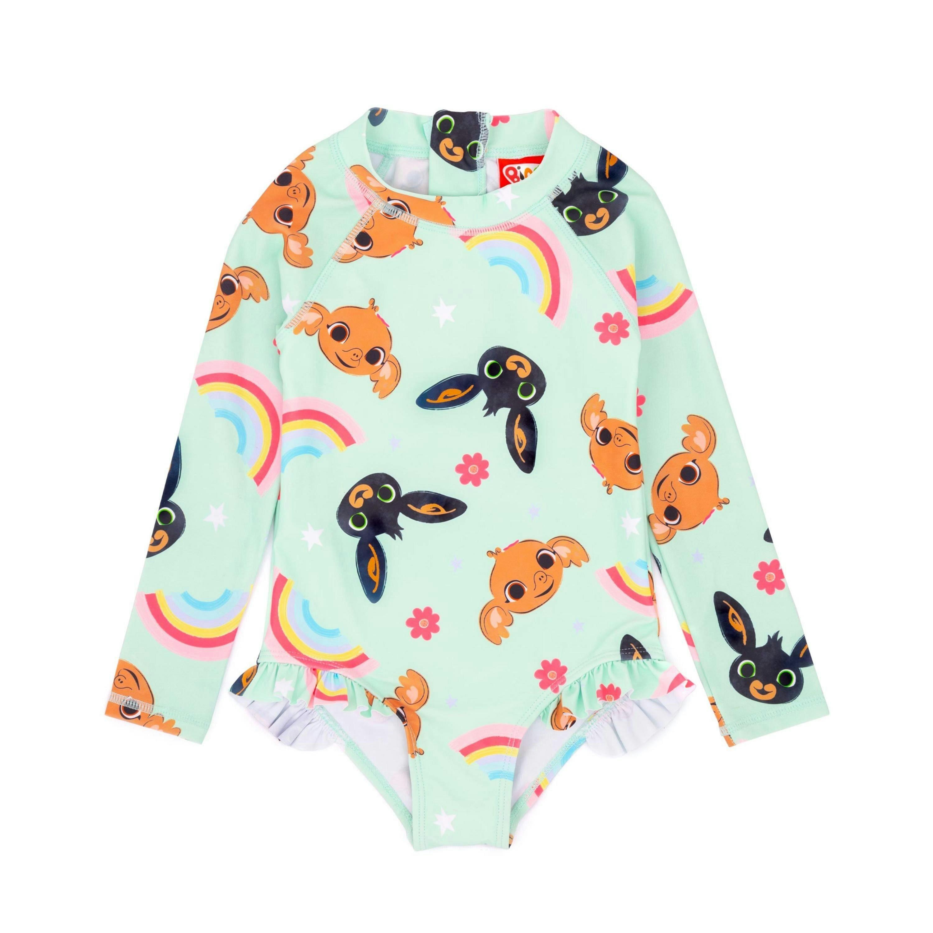 Bing Bunny Girls Blue Pastel Multi-Character Print 1 Piece Swimming Costume by Vanilla Underground , view 1 of 5