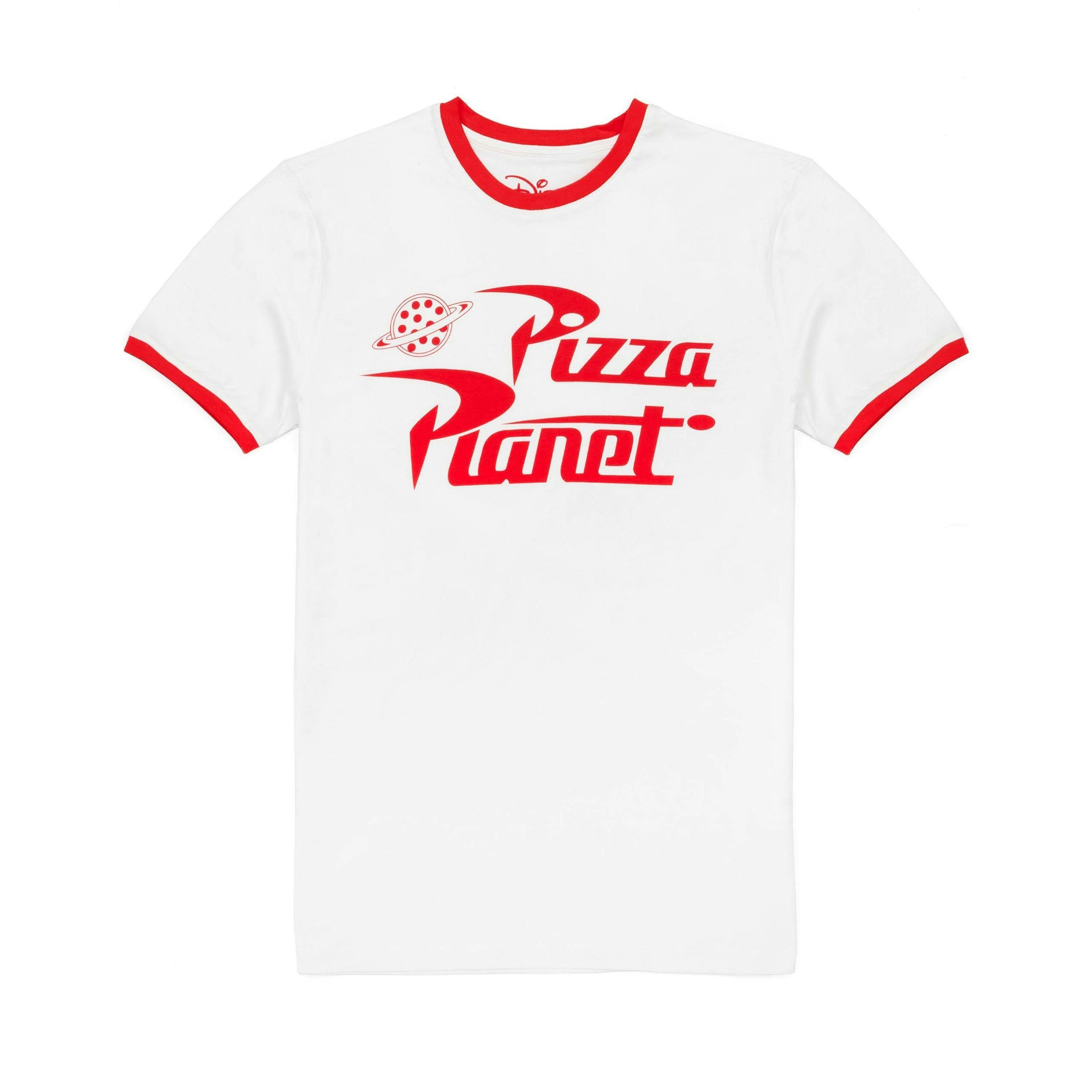 Disney Mens White Pizza Planet Logo Short Sleeved T-Shirt by Vanilla Underground , view 1 of 5