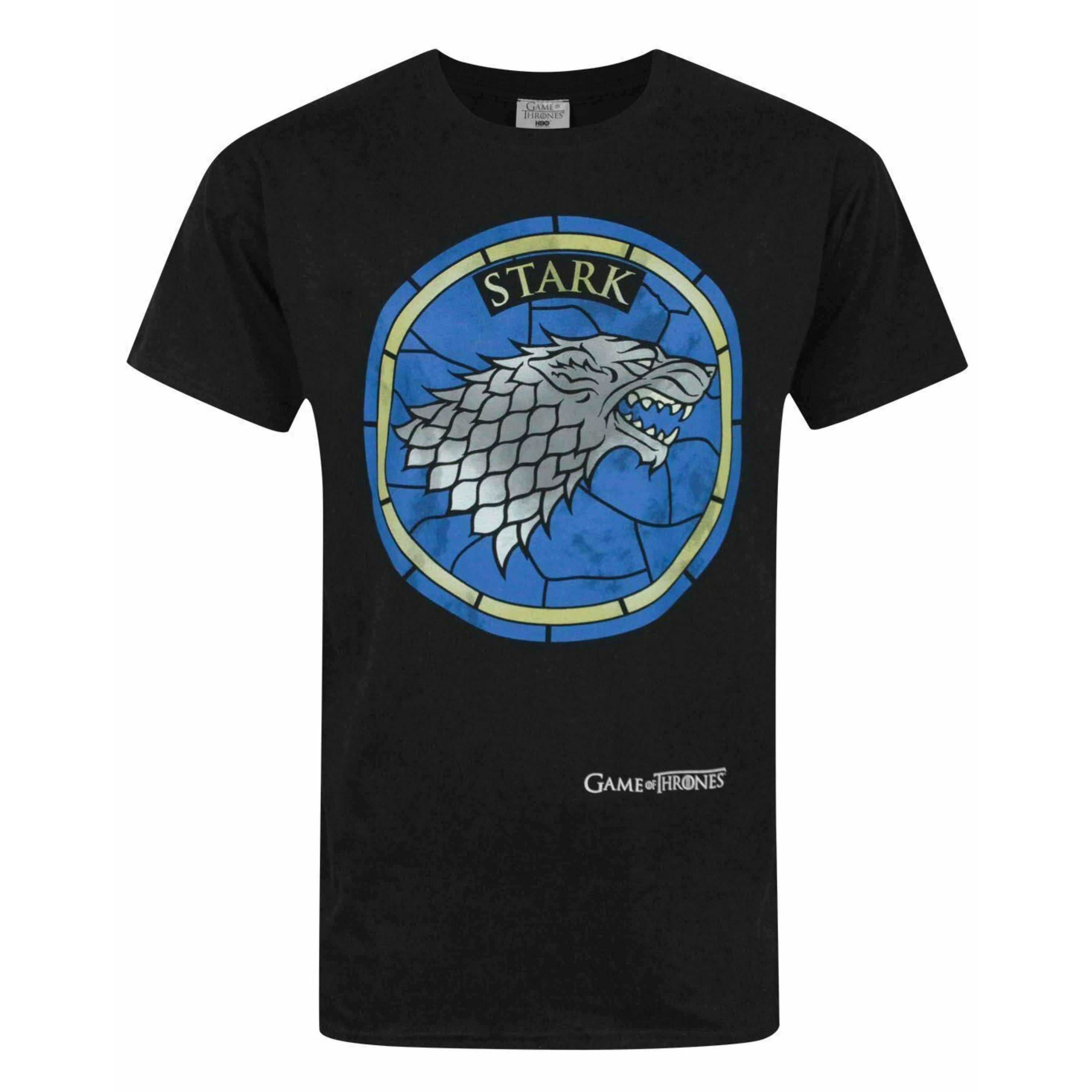 Game of Thrones Mens Black House Stark Direwolf Short Sleeved T-Shirt by Vanilla Underground , view 1 of 1
